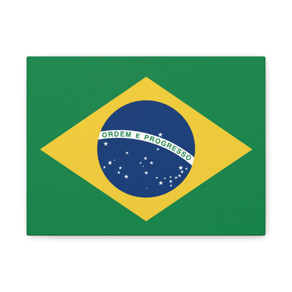 Brazil Flag Canvas Print — Matte Stretched Wall Art ("Ordem e Progresso")