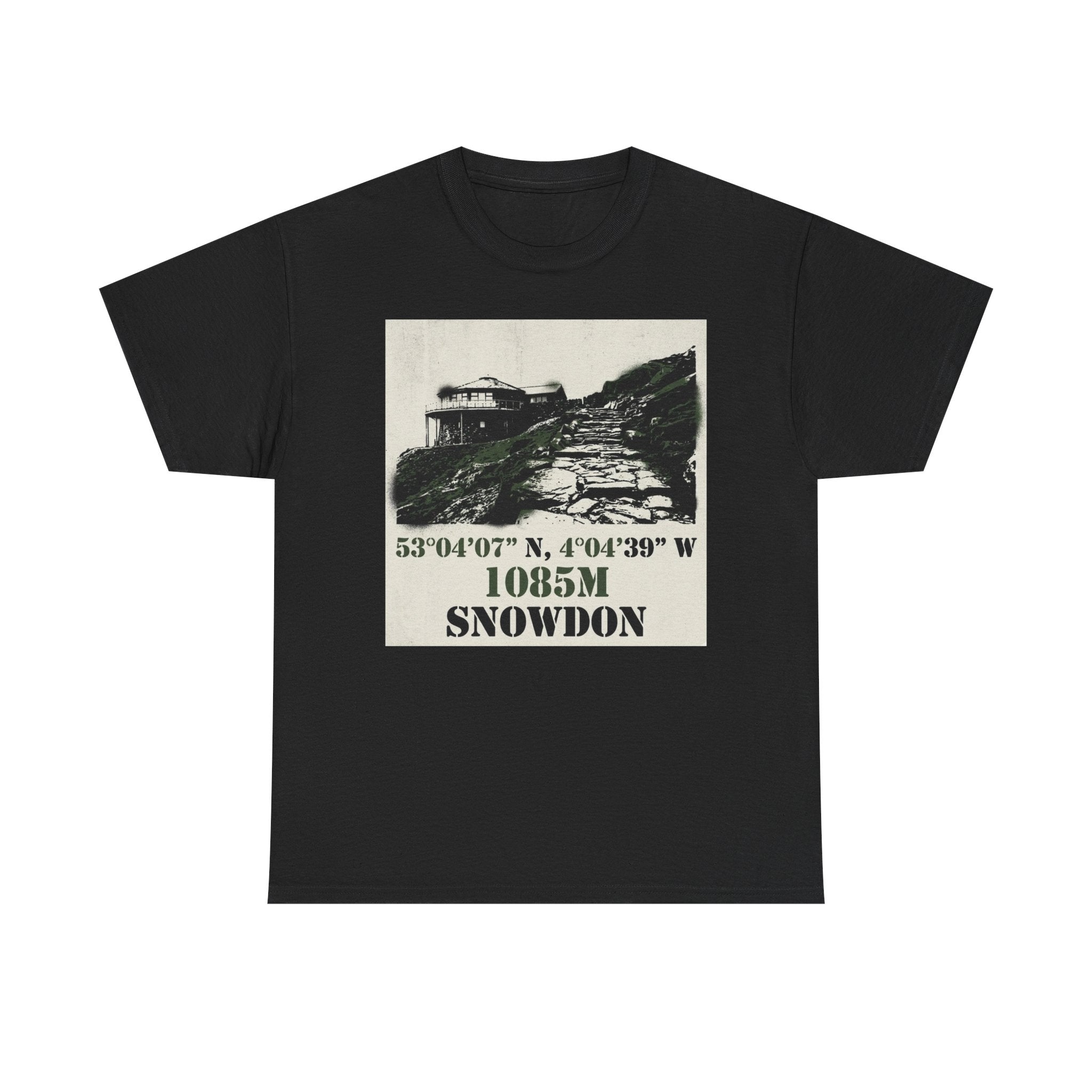 Snowdon 1085m Vintage Summit Tee — Mountain Coordinates Graphic T‑Shirt
