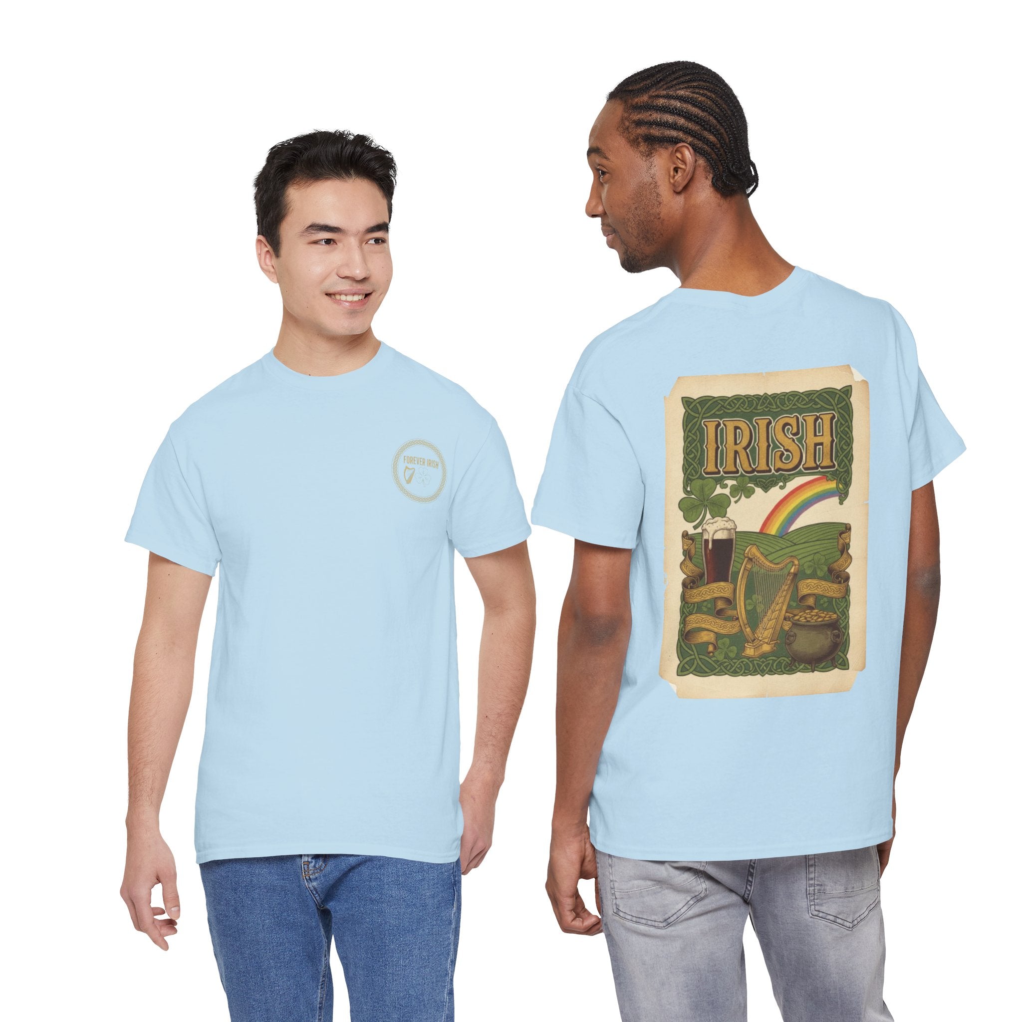 Irish Vintage Poster Tee — St. Patrick's Day Shamrock & Rainbow Graphic Shirt