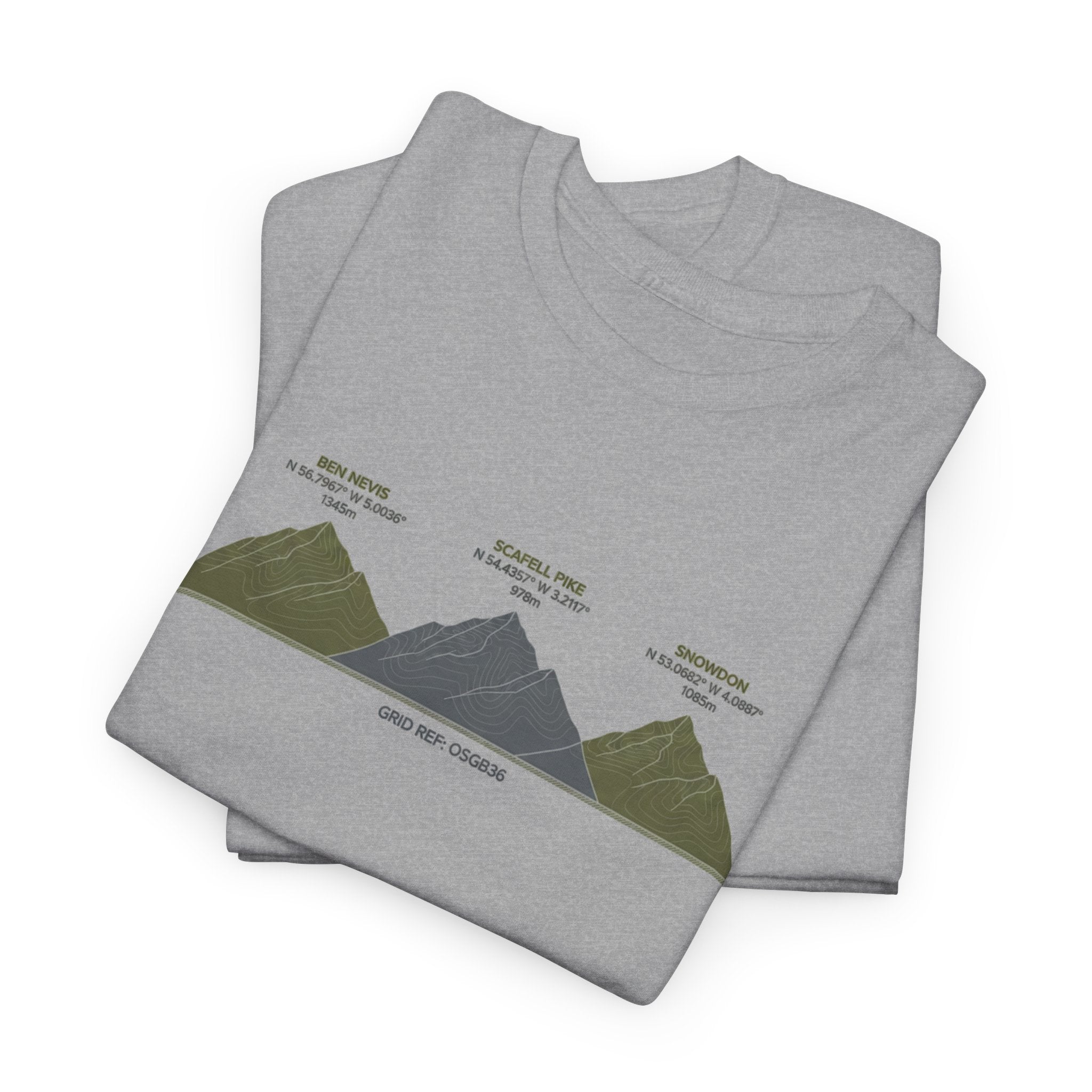 Three Peaks Challenge Graphic T-Shirt — Retro UK Mountain Hiking Tee