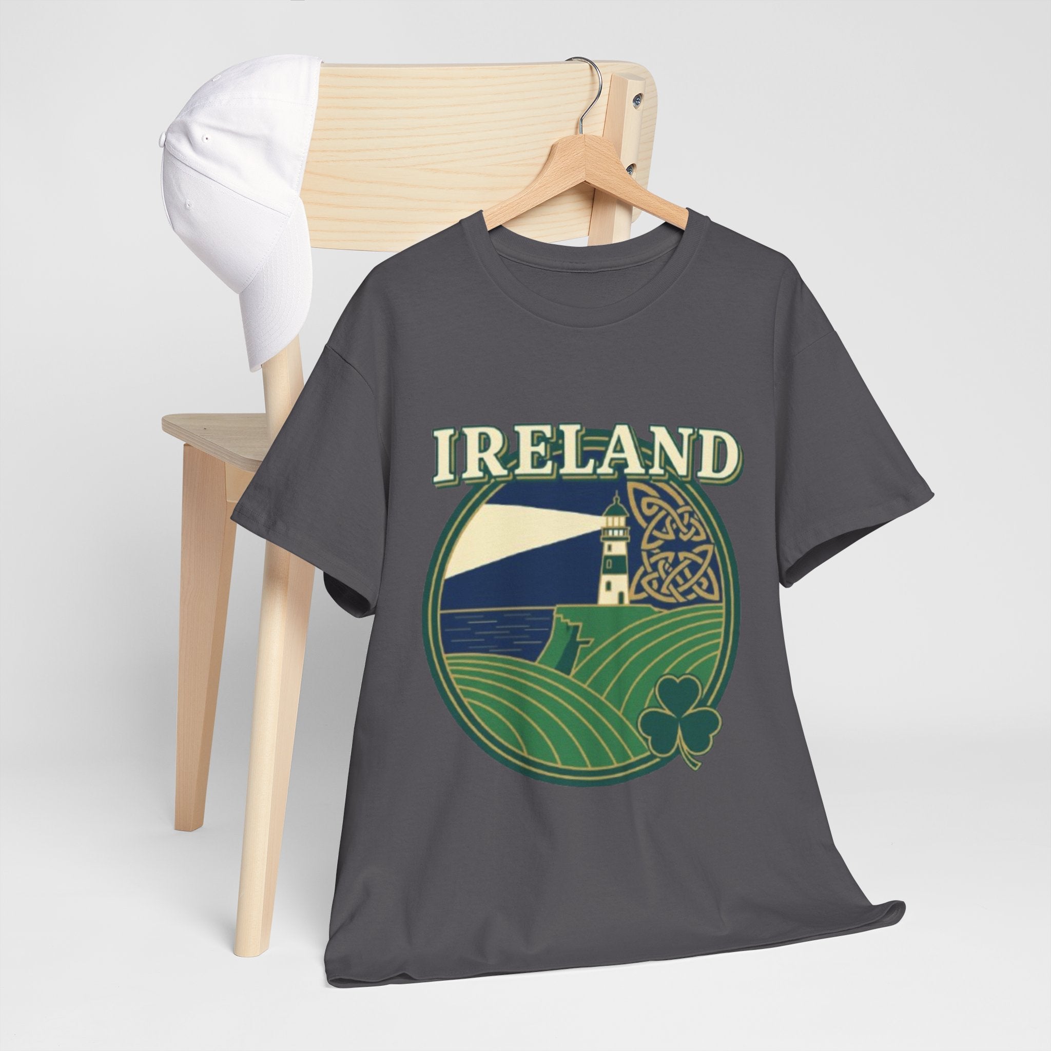 Ireland Scenic Tee — Celtic Lighthouse & Shamrock Graphic T-Shirt