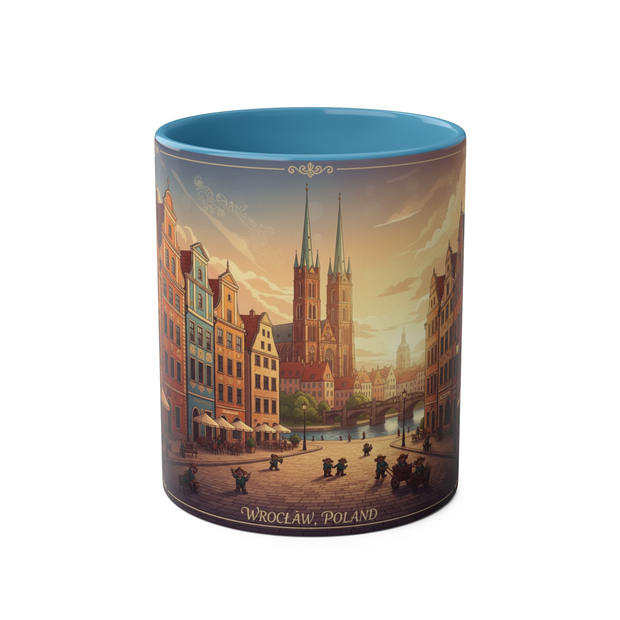 Wrocław Vintage Cityscape Mug — 11oz Two-Tone Coffee Cup