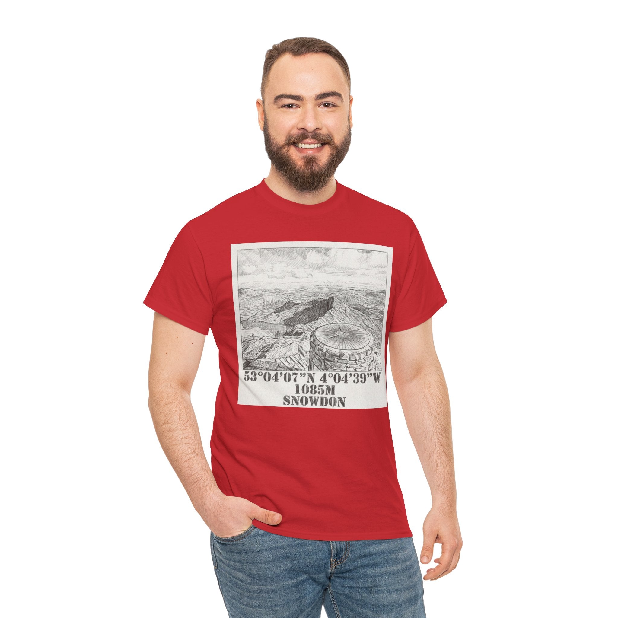Snowdon Mountain Tee — Vintage Map Illustration with Coordinates