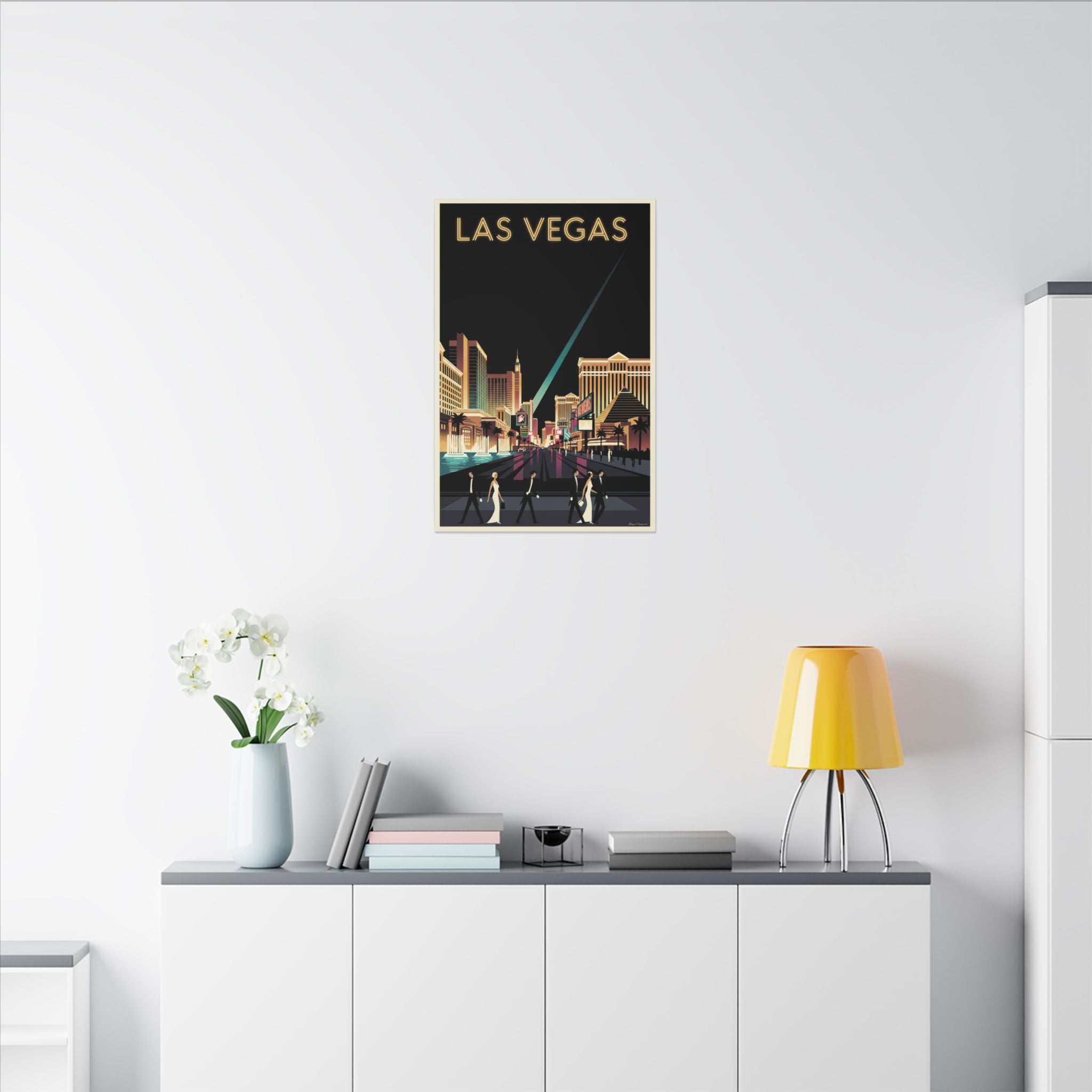 Las Vegas Retro Travel Canvas Print Vintage Night Strip Wall Art