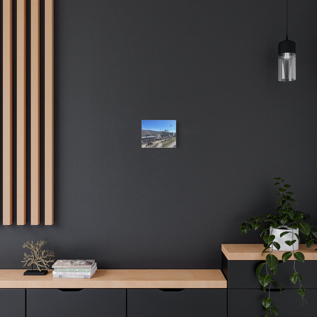Resort Gondola Matte Canvas Wall Art — Mountain Village Landscape Print