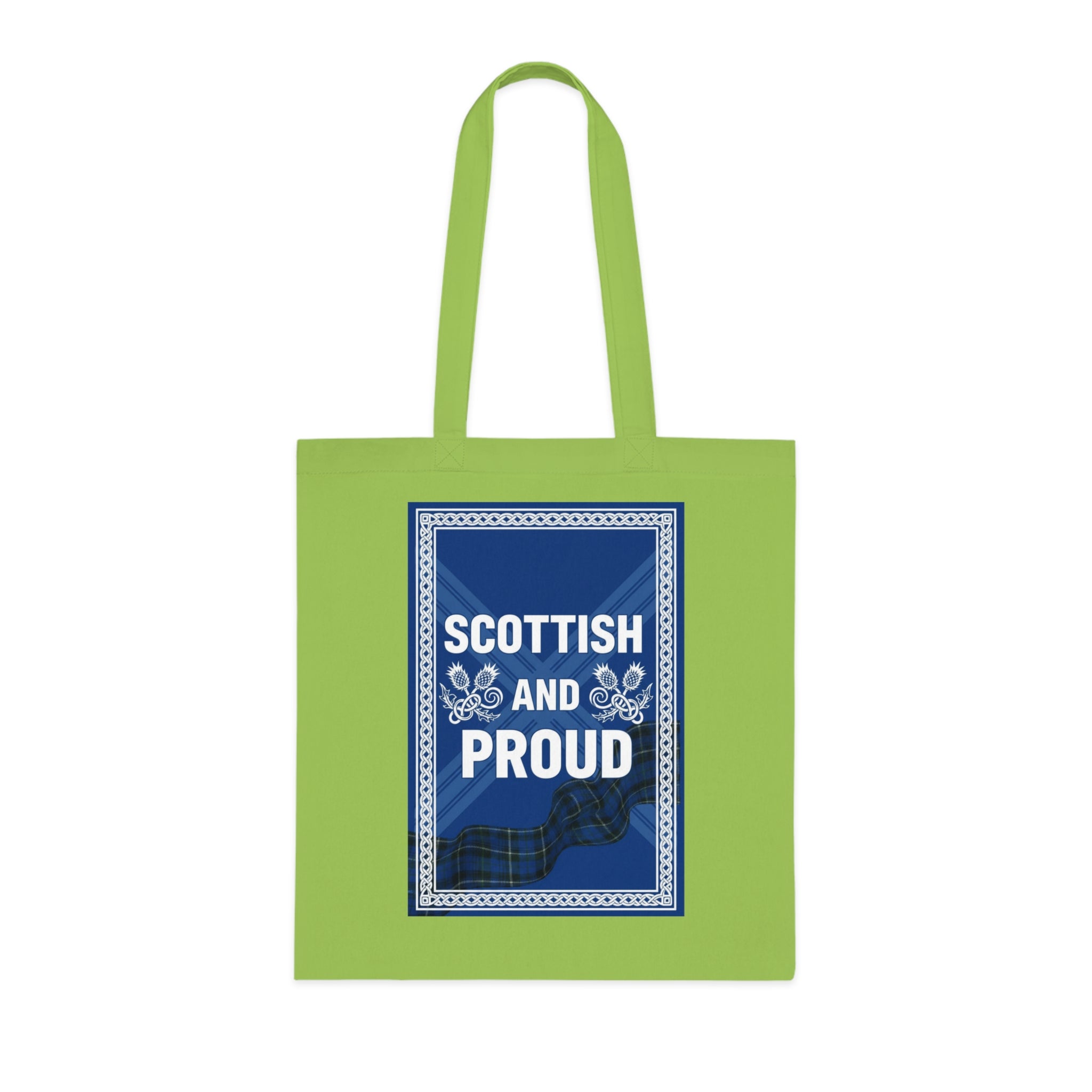 Scottish and Proud Cotton Tote – Blue Tartan Reusable Bag