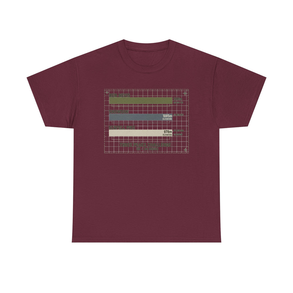 Three Peaks Challenge Graphic T-Shirt — Retro UK Mountain Hiking Tee