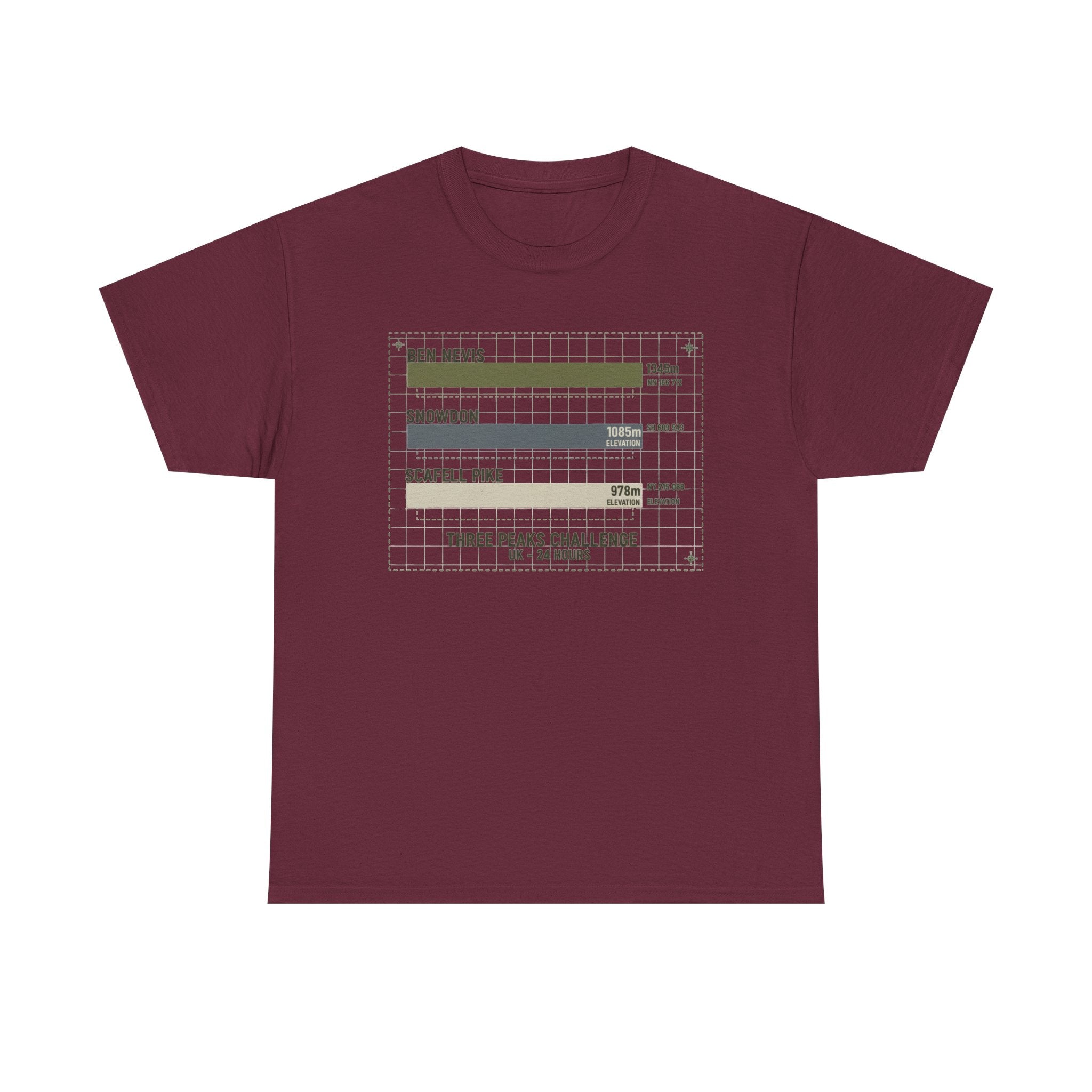 Three Peaks Challenge Graphic T-Shirt — Retro UK Mountain Hiking Tee