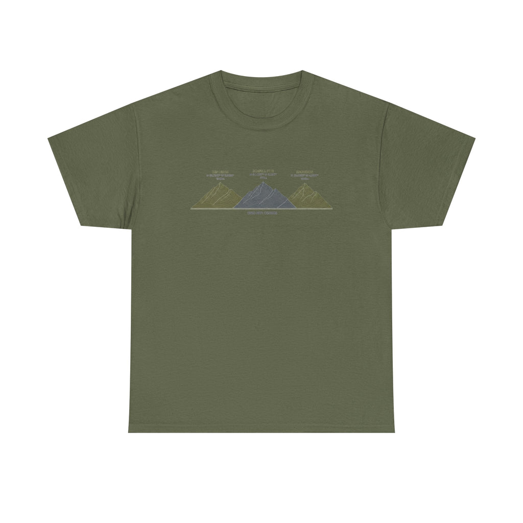 Three Peaks Challenge Graphic T-Shirt — Retro UK Mountain Hiking Tee