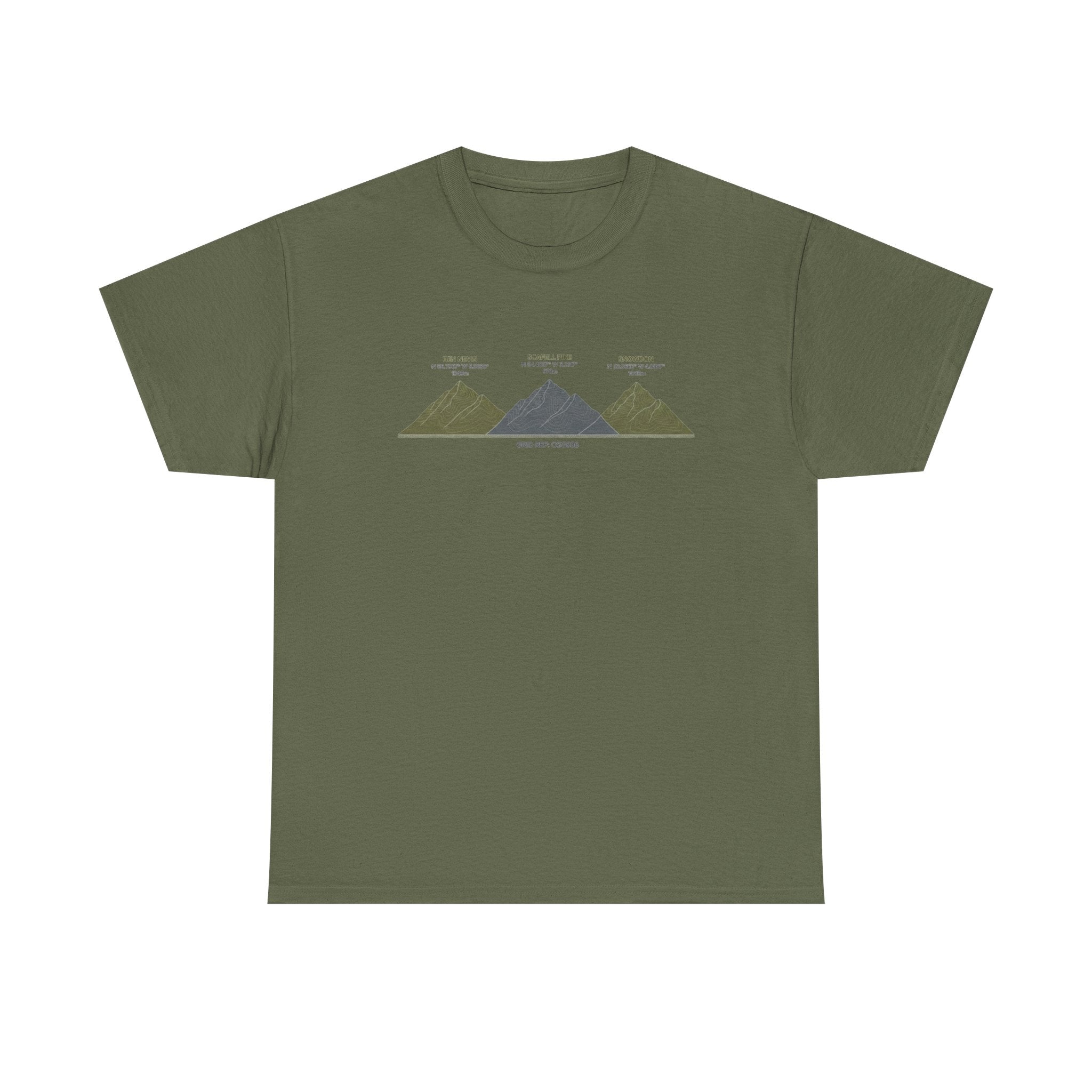 Three Peaks Challenge Graphic T-Shirt — Retro UK Mountain Hiking Tee