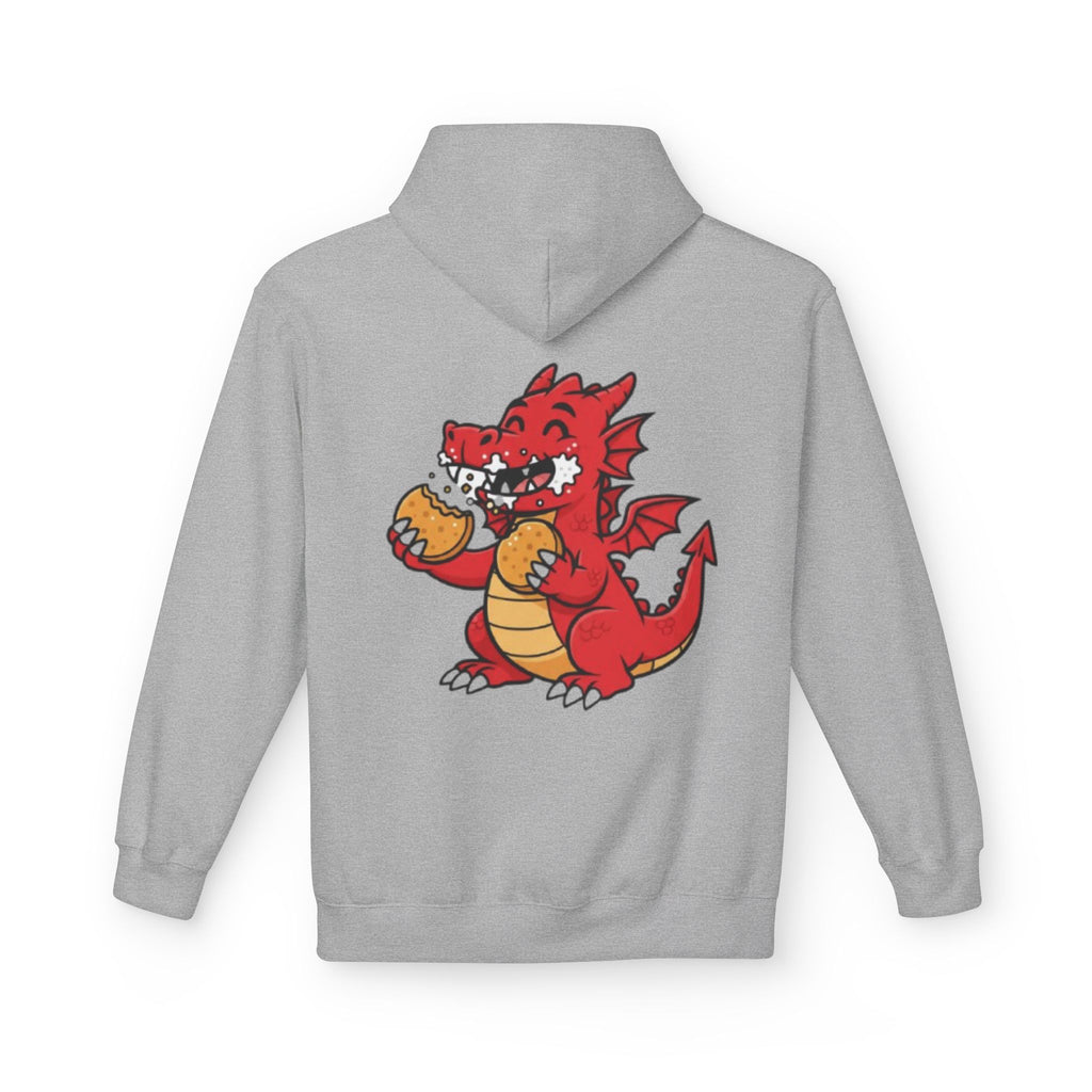 Welsh Dragon Hoodie — Retro Flag Front & Cute Red Dragon Back