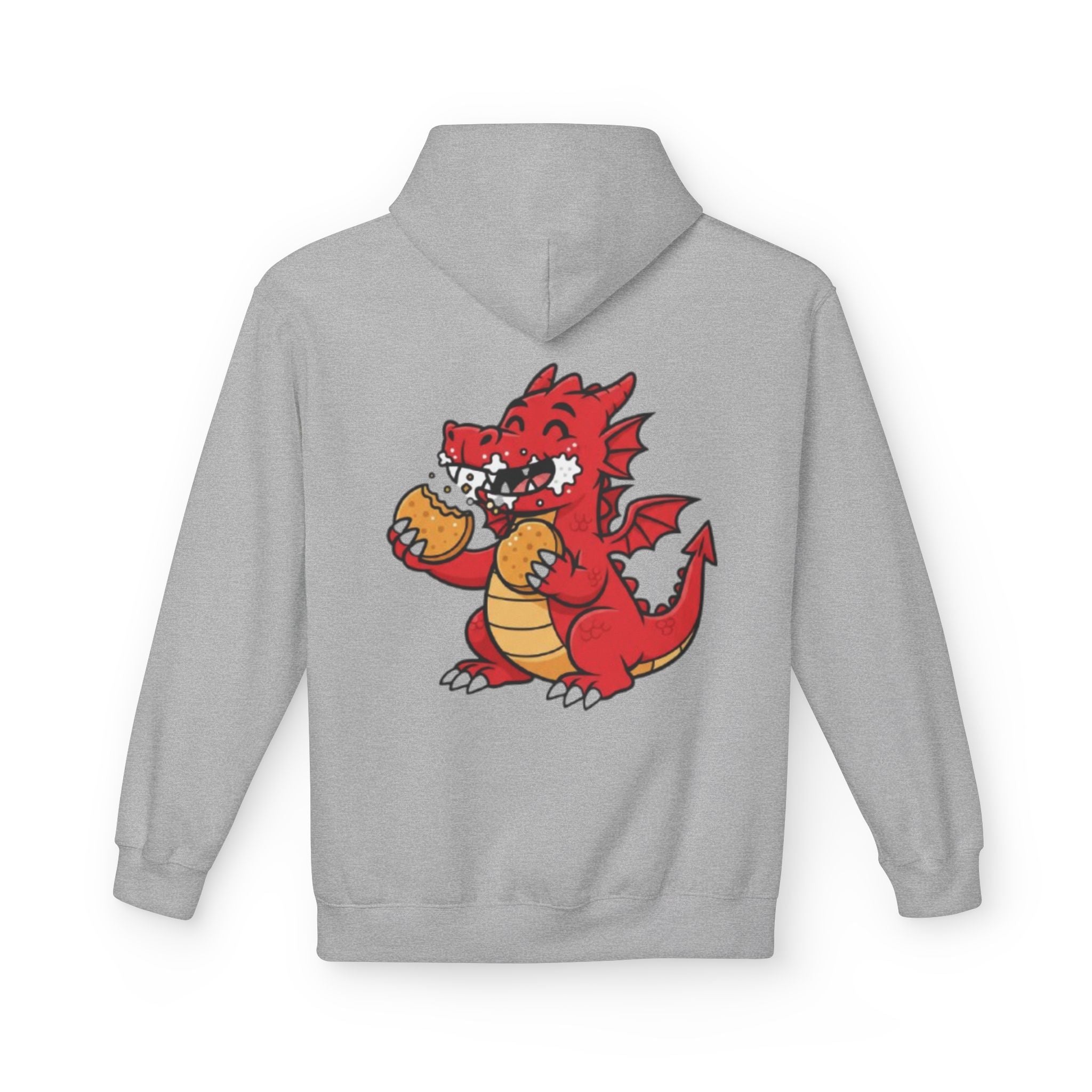 Welsh Dragon Hoodie — Retro Flag Front & Cute Red Dragon Back