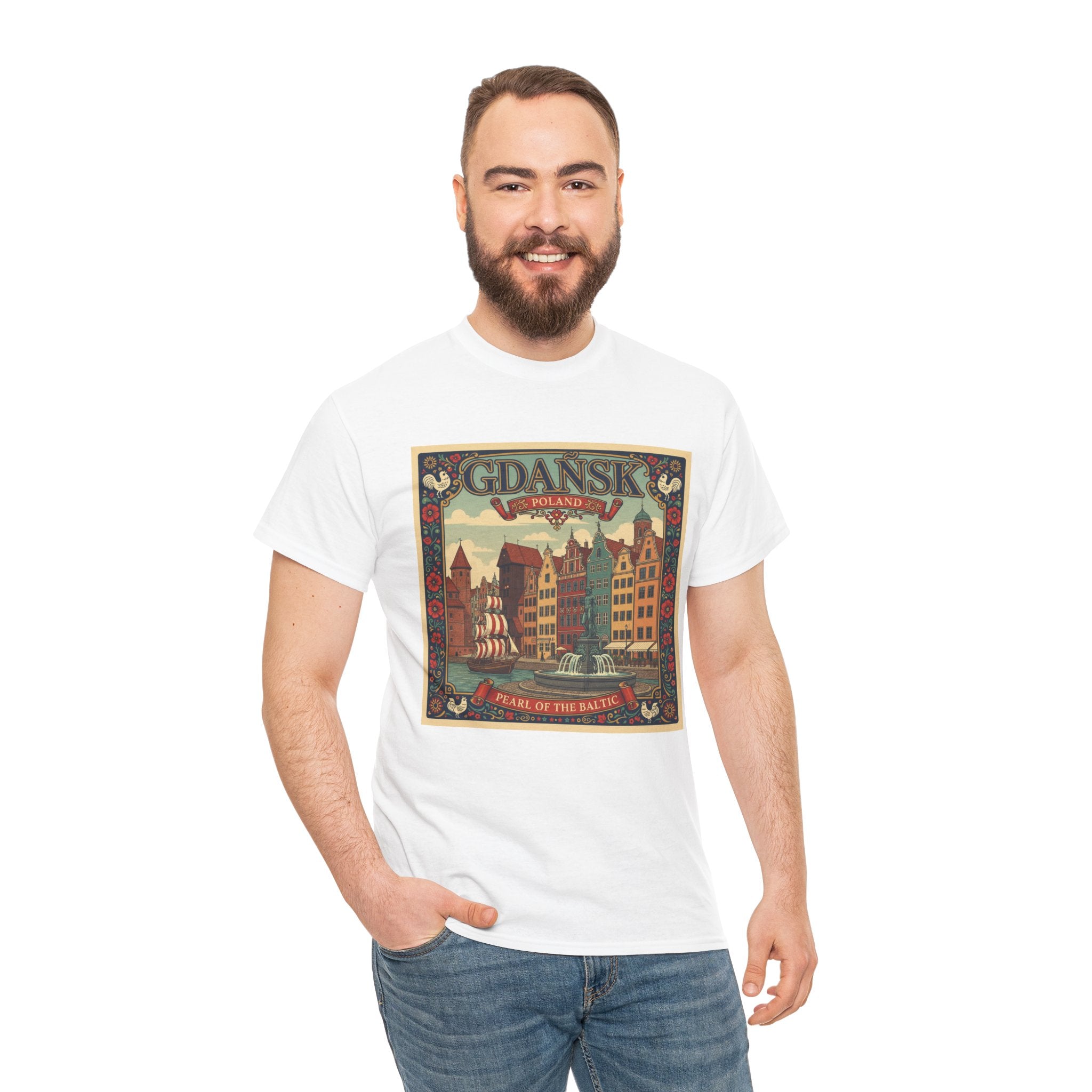 Gdańsk Vintage Travel Tee – Polish Harbor Retro Poster T‑Shirt