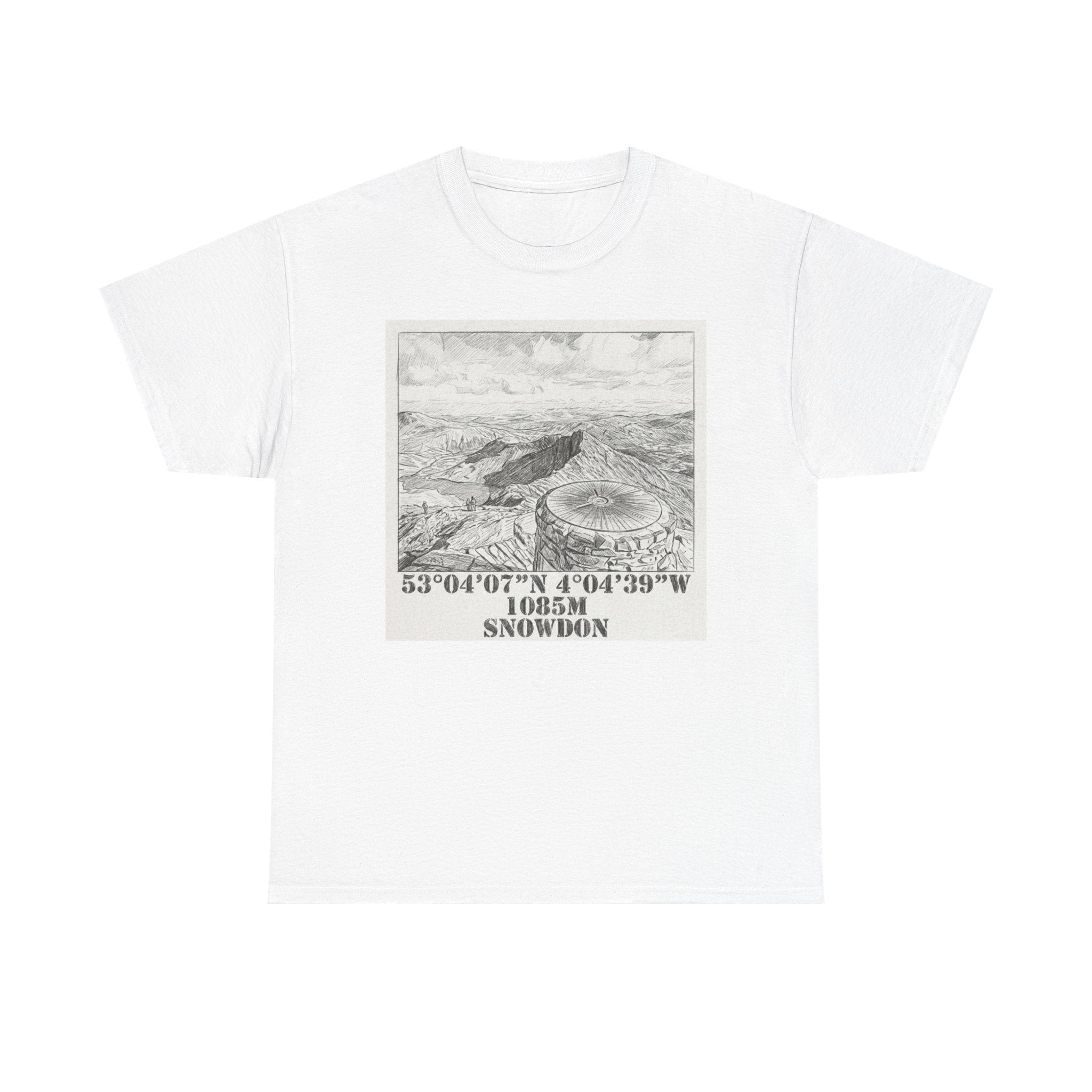 Snowdon Mountain Tee — Vintage Map Illustration with Coordinates
