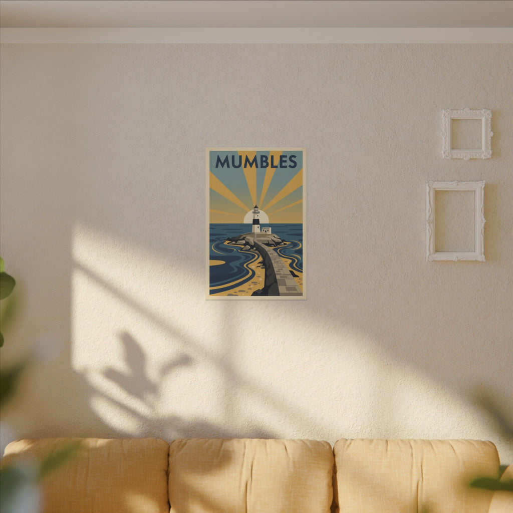 Mumbles Lighthouse Vintage Travel Poster Canvas