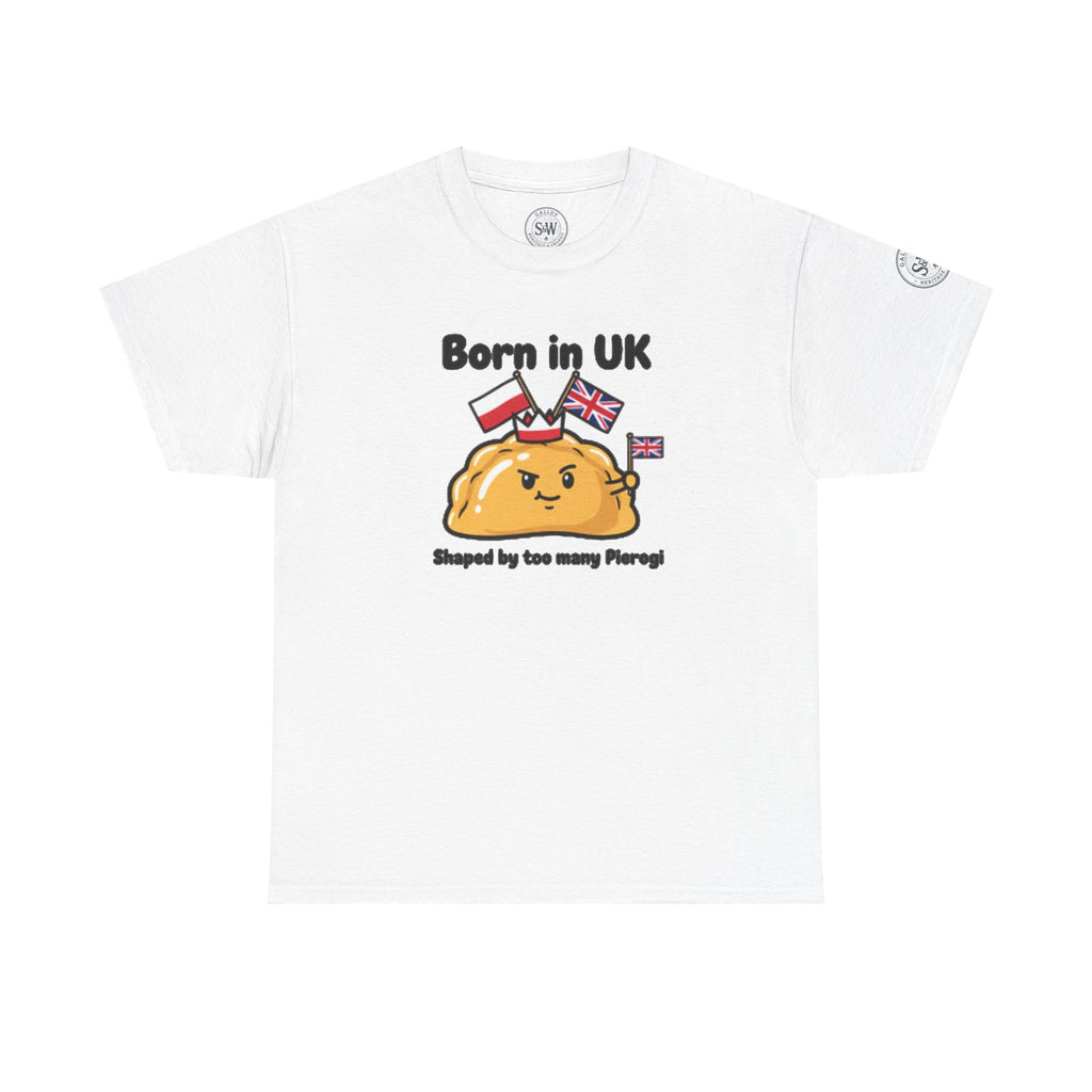 Born in UK Pierogi T‑Shirt — Funny Polish‑British Pride Tee