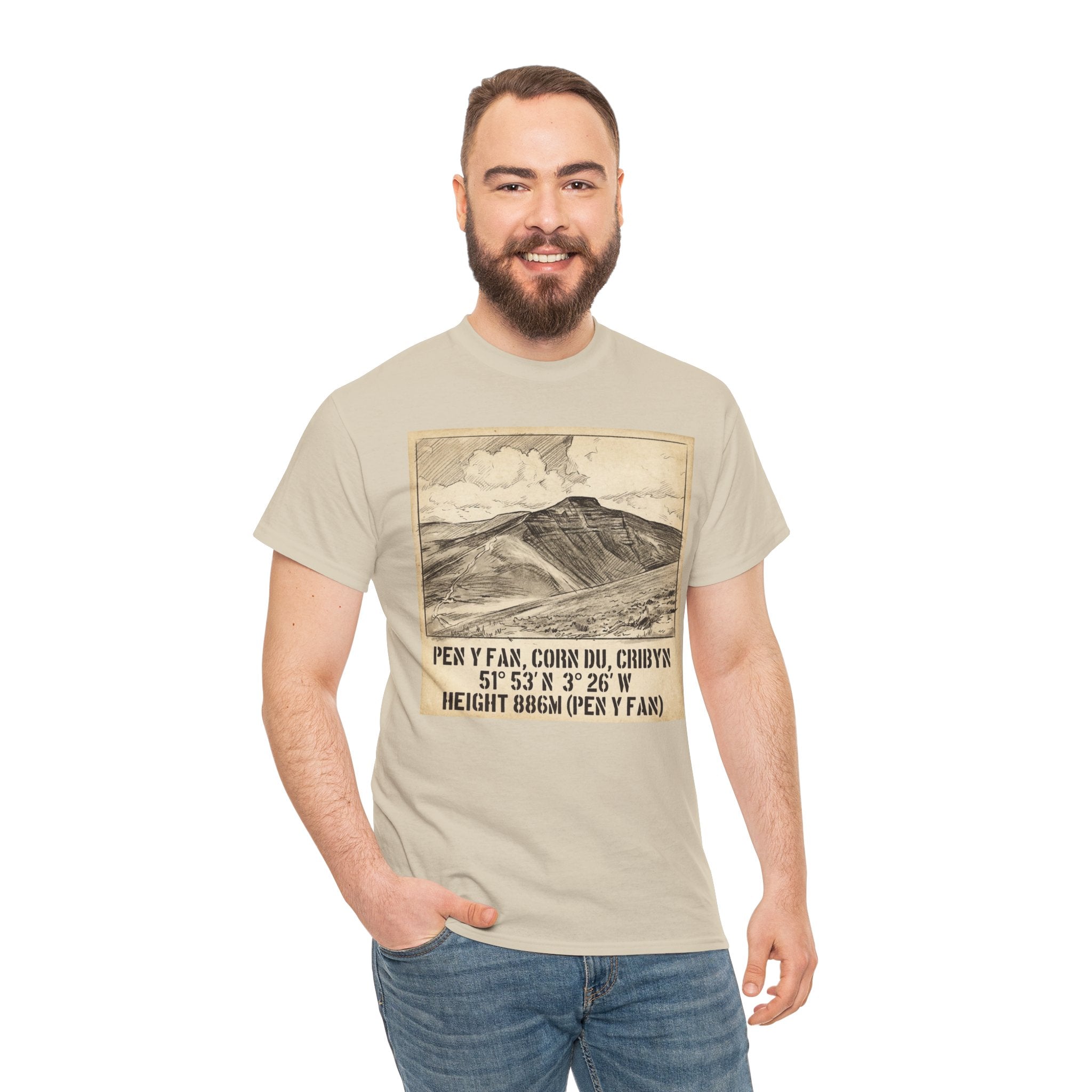 Pen y Fan Summit Coordinates T-Shirt — Vintage Mountain Peak Tee