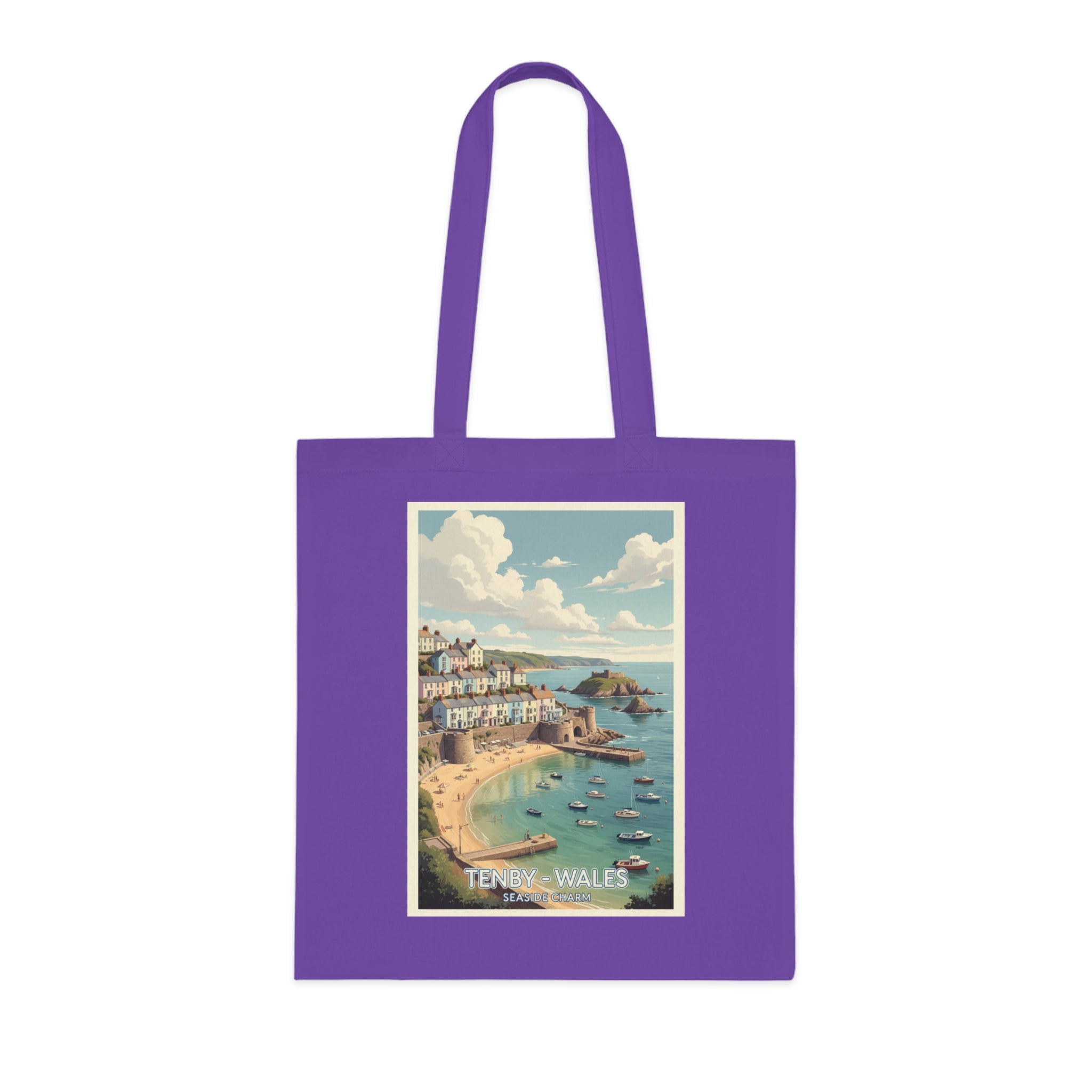 Tenby Wales Vintage Travel Poster Cotton Tote Bag