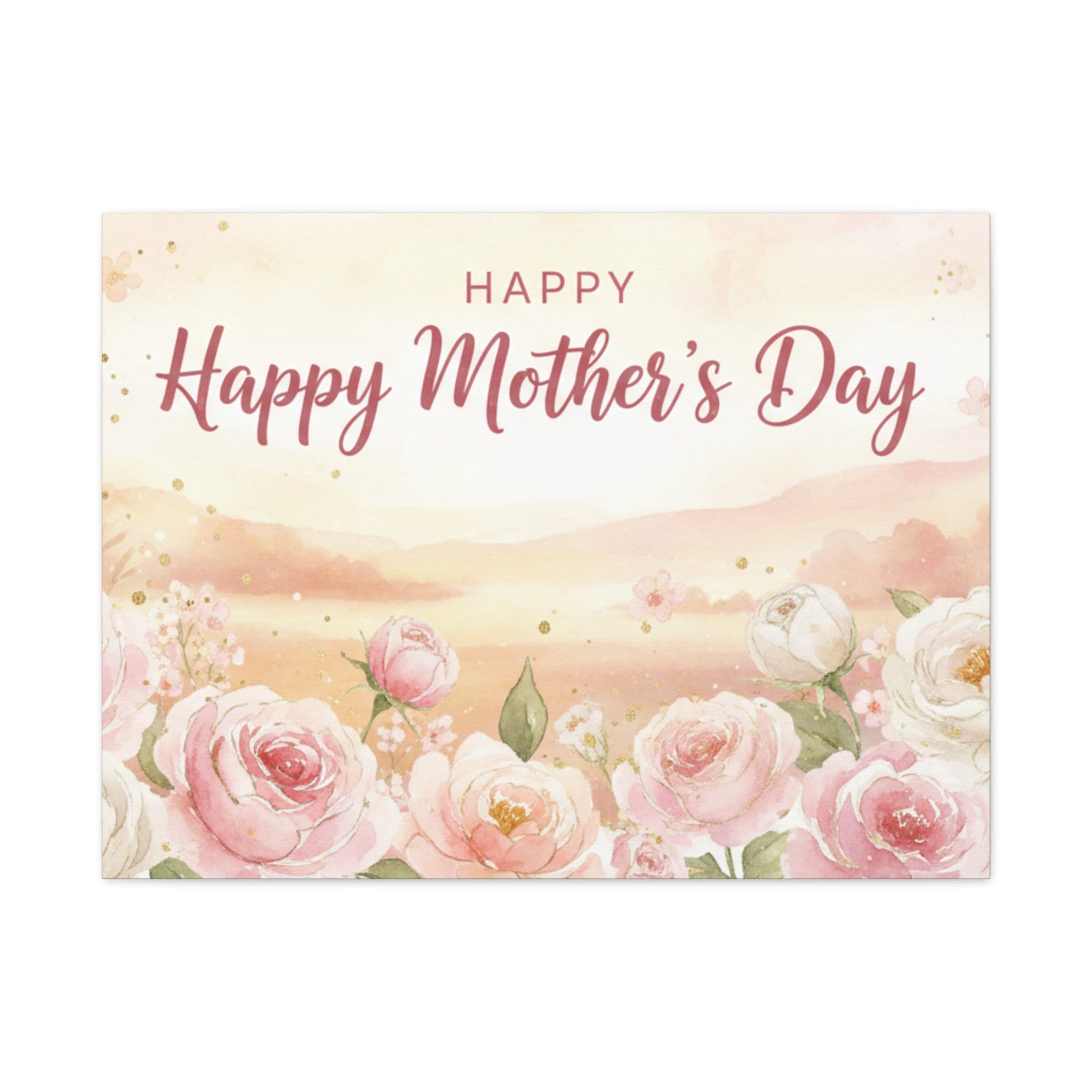Happy Mother's Day Floral Canvas Art — Stretched Matte Wall Decor