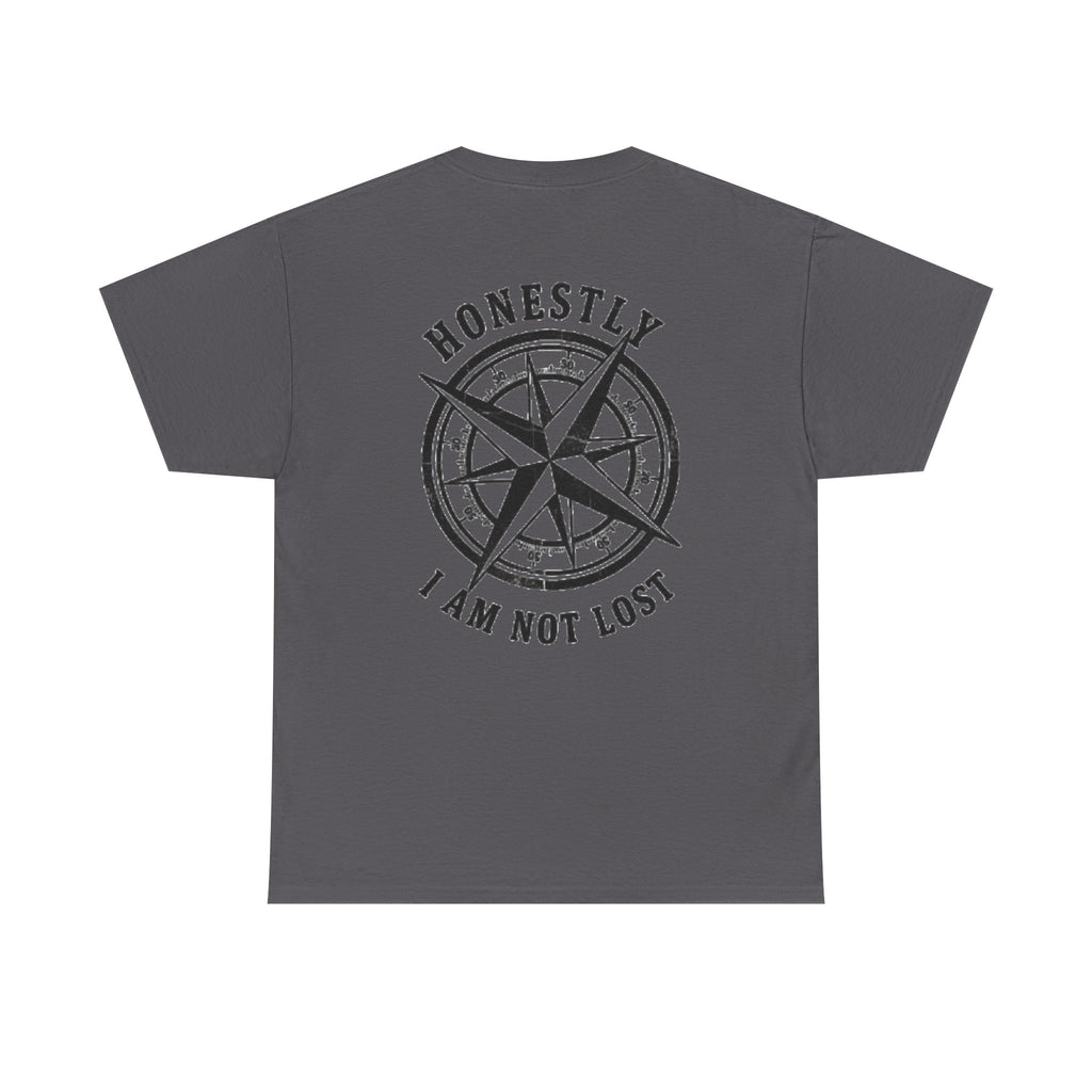T-Shirt — 'GALLUS' Front Logo with Compass Back: 'Honestly I Am Not Lost' Casual Graphic Tee