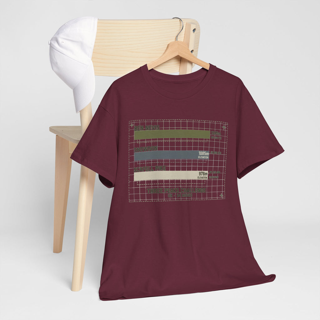 Three Peaks Challenge Graphic T-Shirt — Retro UK Mountain Hiking Tee