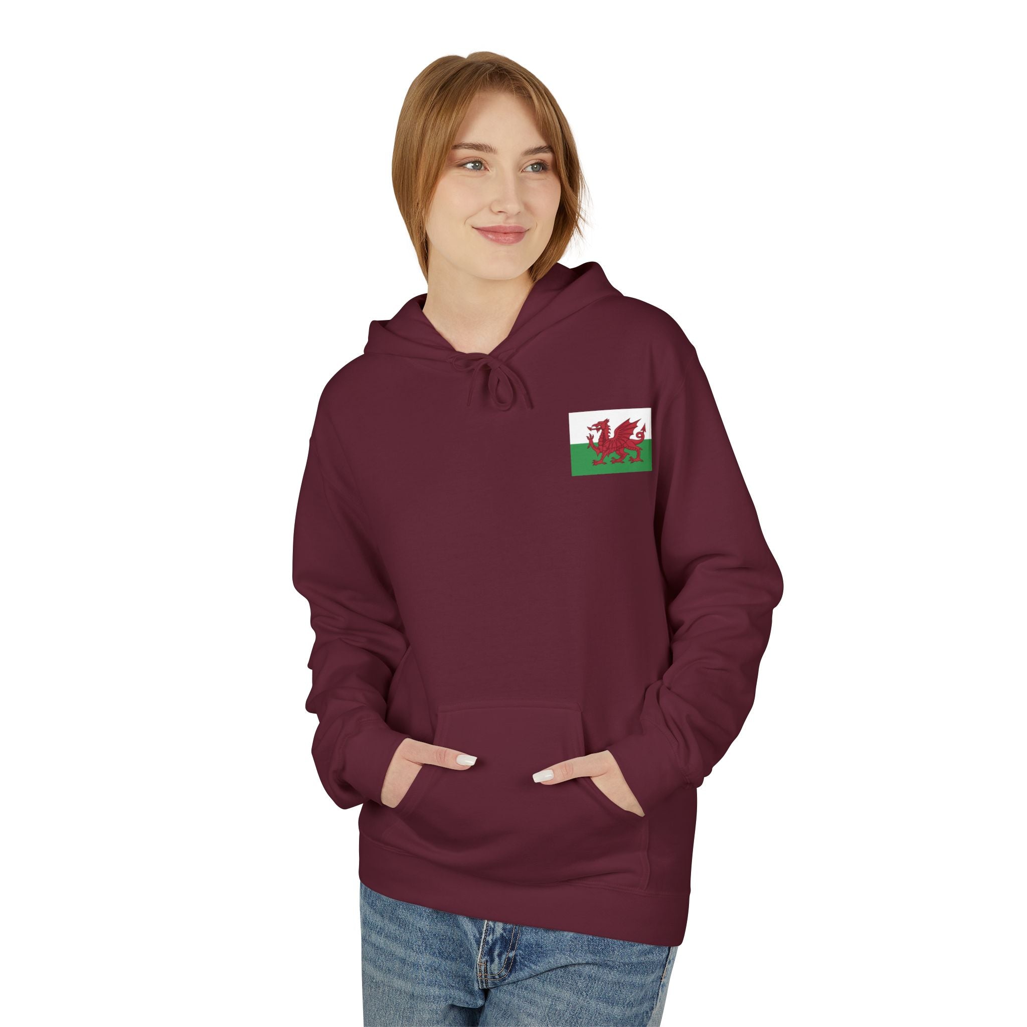 Welsh Dragon Drinking Beer Hoodie — Rugby Pub Fan Pullover