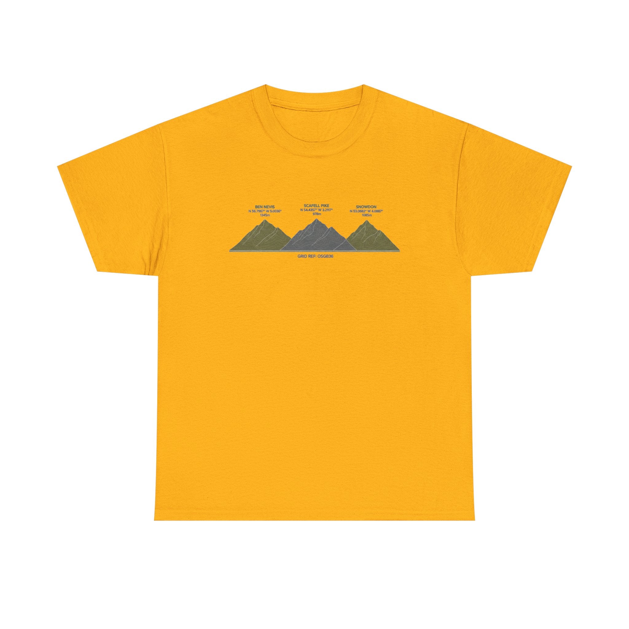 Three Peaks Challenge Graphic T-Shirt — Retro UK Mountain Hiking Tee