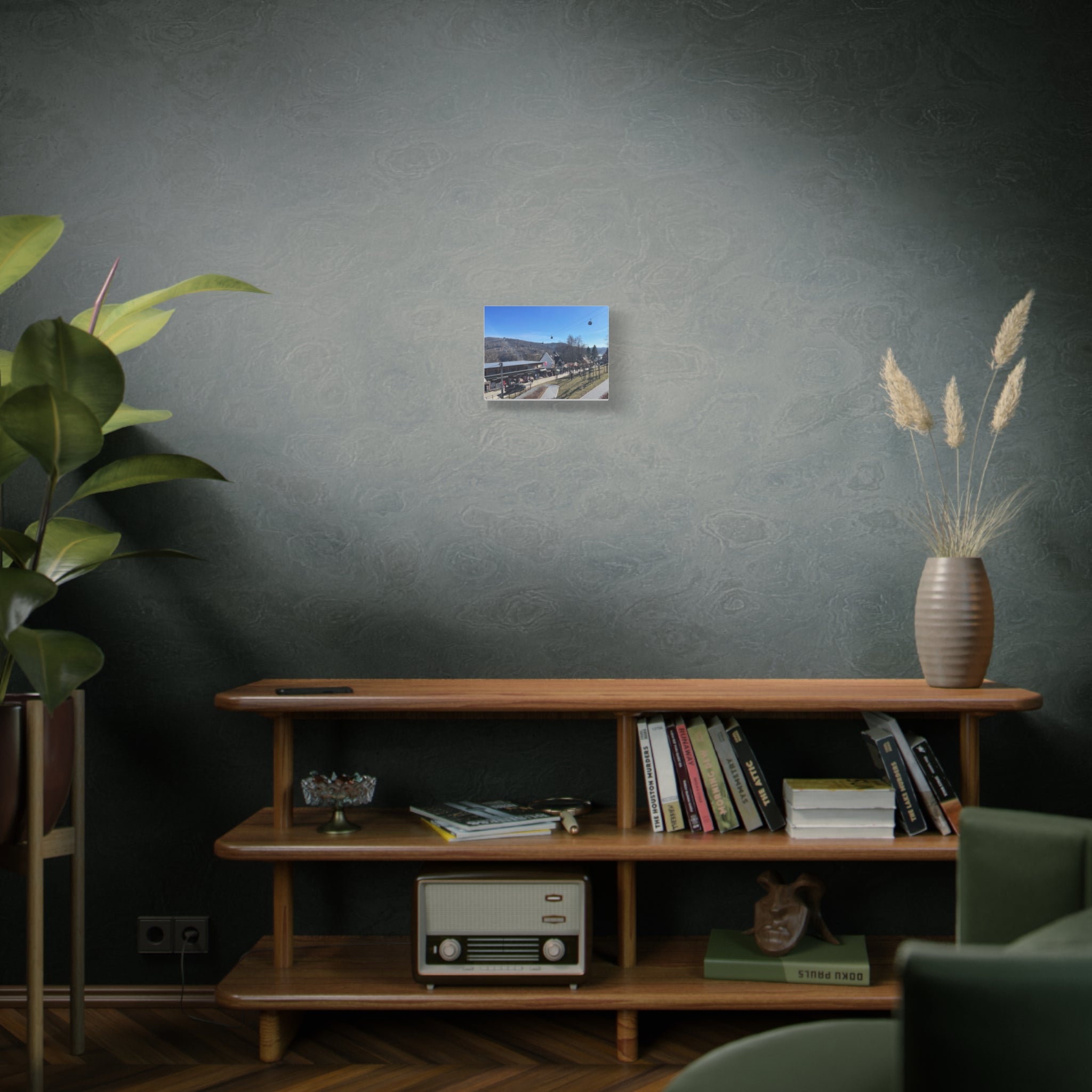Resort Gondola Matte Canvas Wall Art — Mountain Village Landscape Print