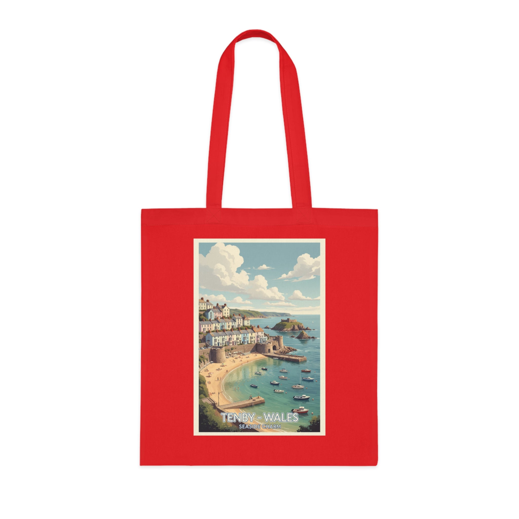 Tenby Wales Vintage Travel Poster Cotton Tote Bag