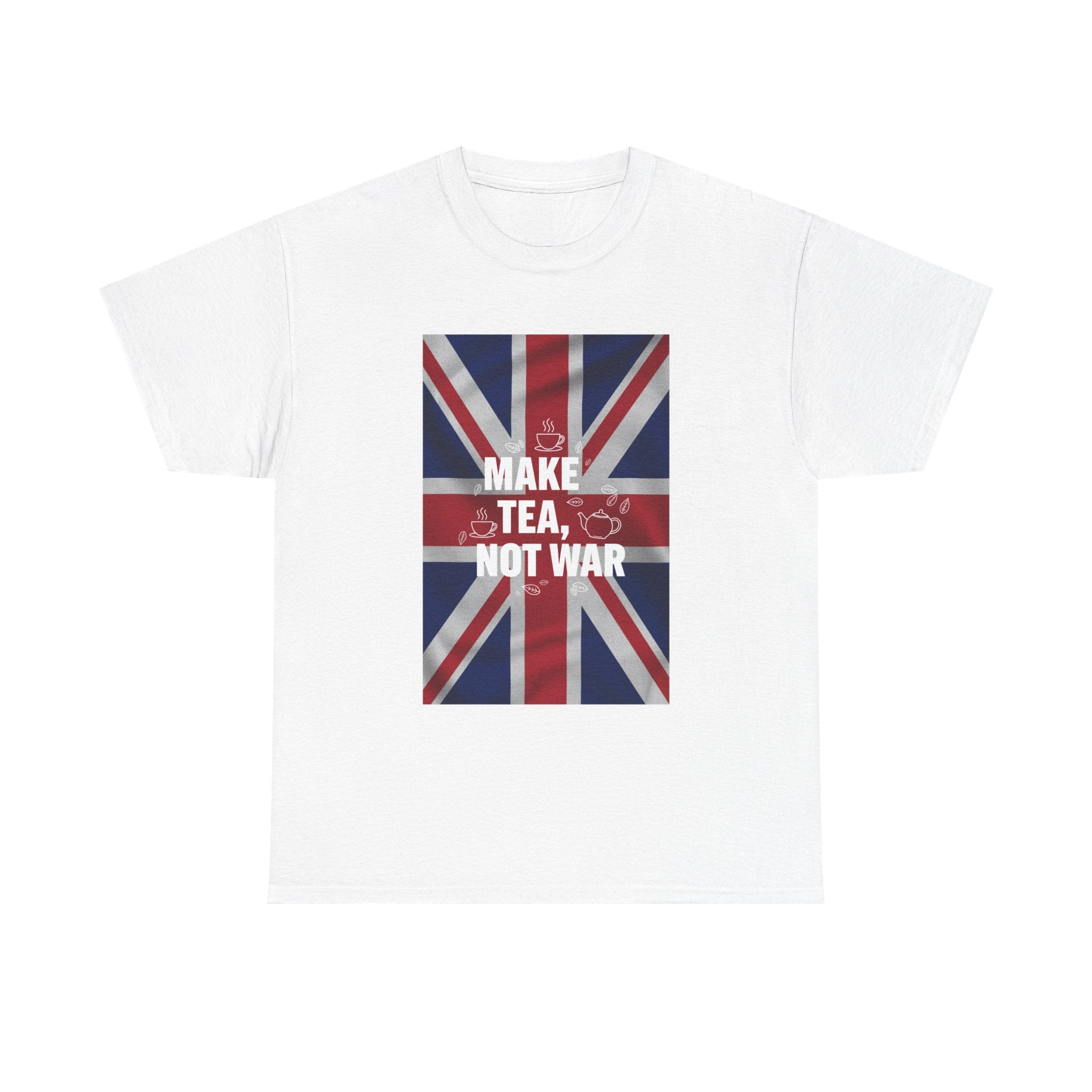 Make Tea, Not War T-Shirt — British Flag Peace Tea Tee