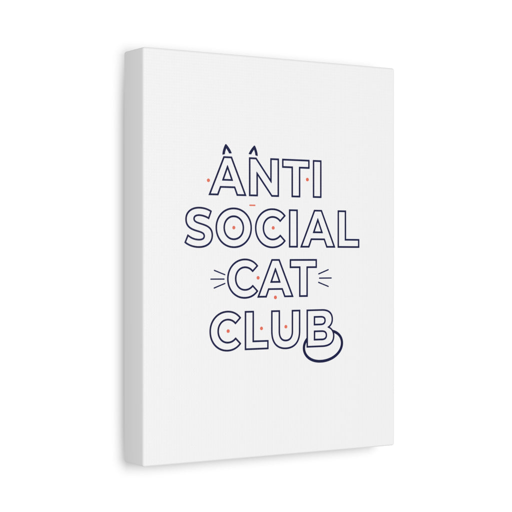 Anti Social Cat Club Canvas | Outline-Only Typography, Hollow Letter Art