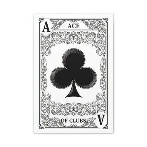 Ace of Clubs Matte Canvas Wall Art — Vintage Playing Card Print