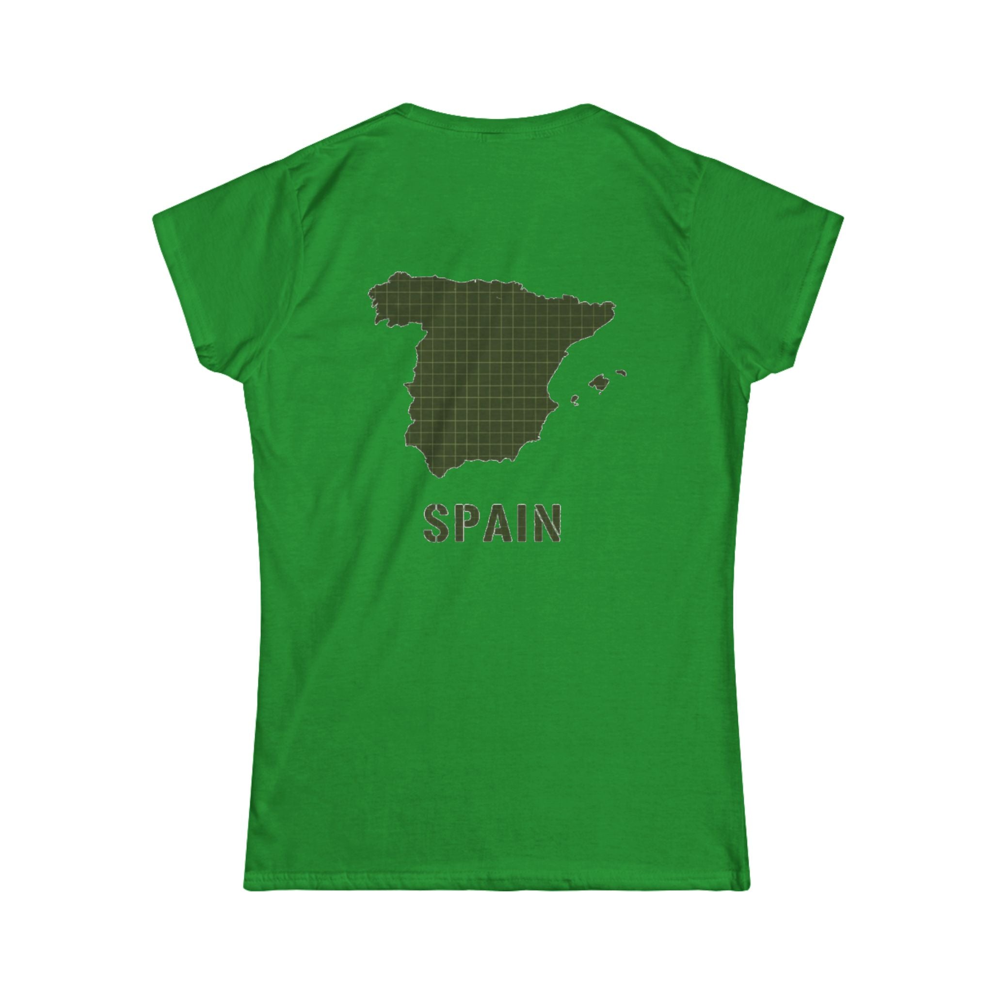 Spain Map Women's Tee — Olive Grid Map Graphic Shirt