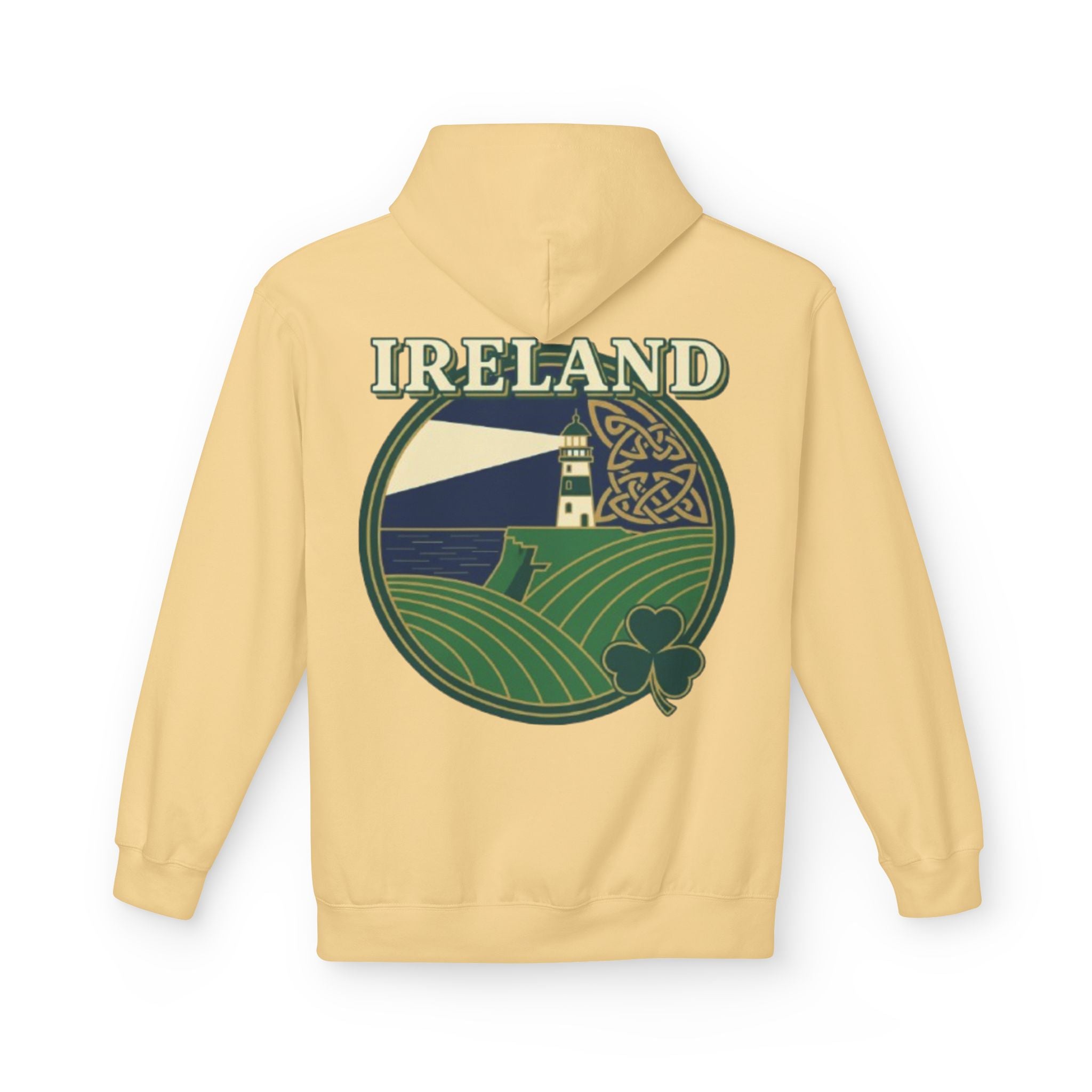 Ireland Lighthouse Hoodie — Celtic Shamrock Travel Sweatshirt