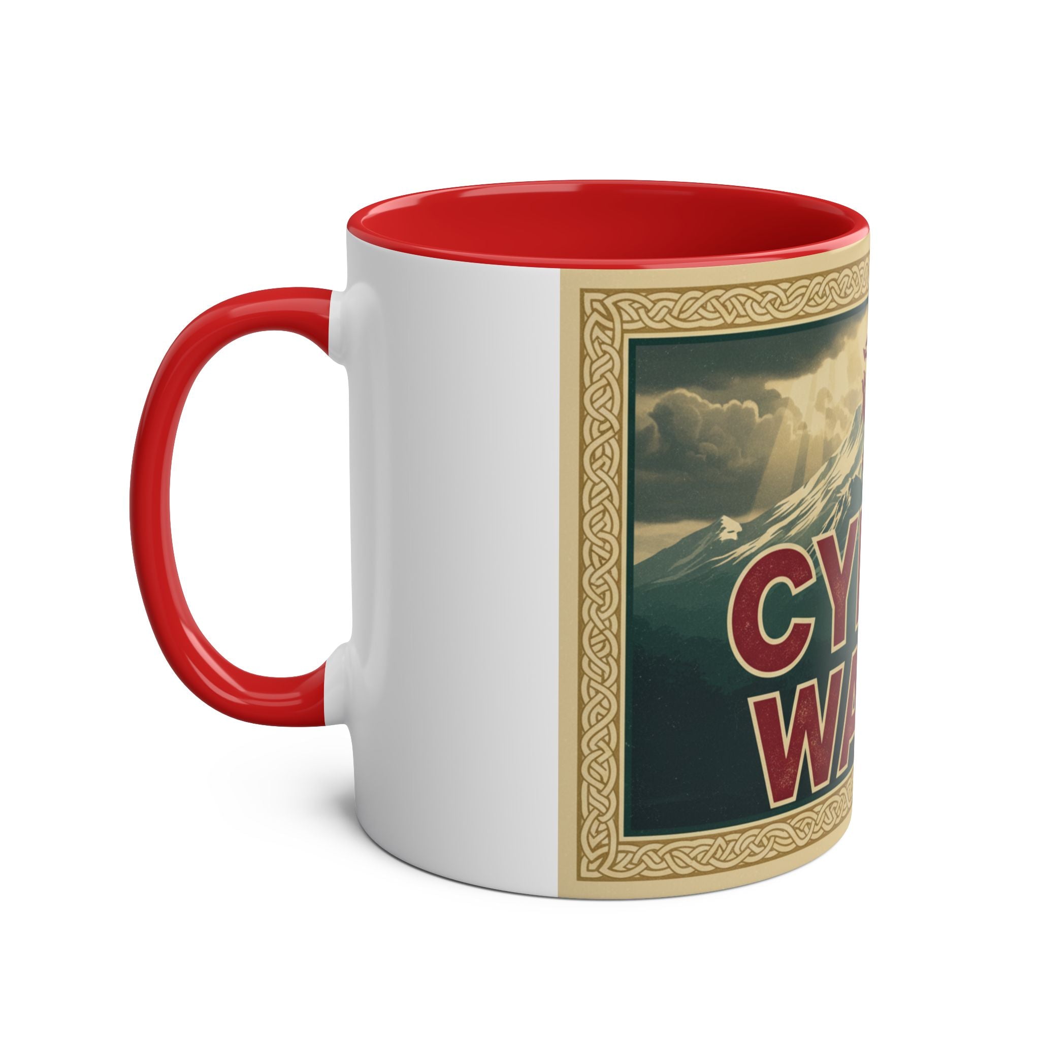 Cymru Wales Coffee Mug — Red Two-Tone 11oz Welsh Dragon Mug