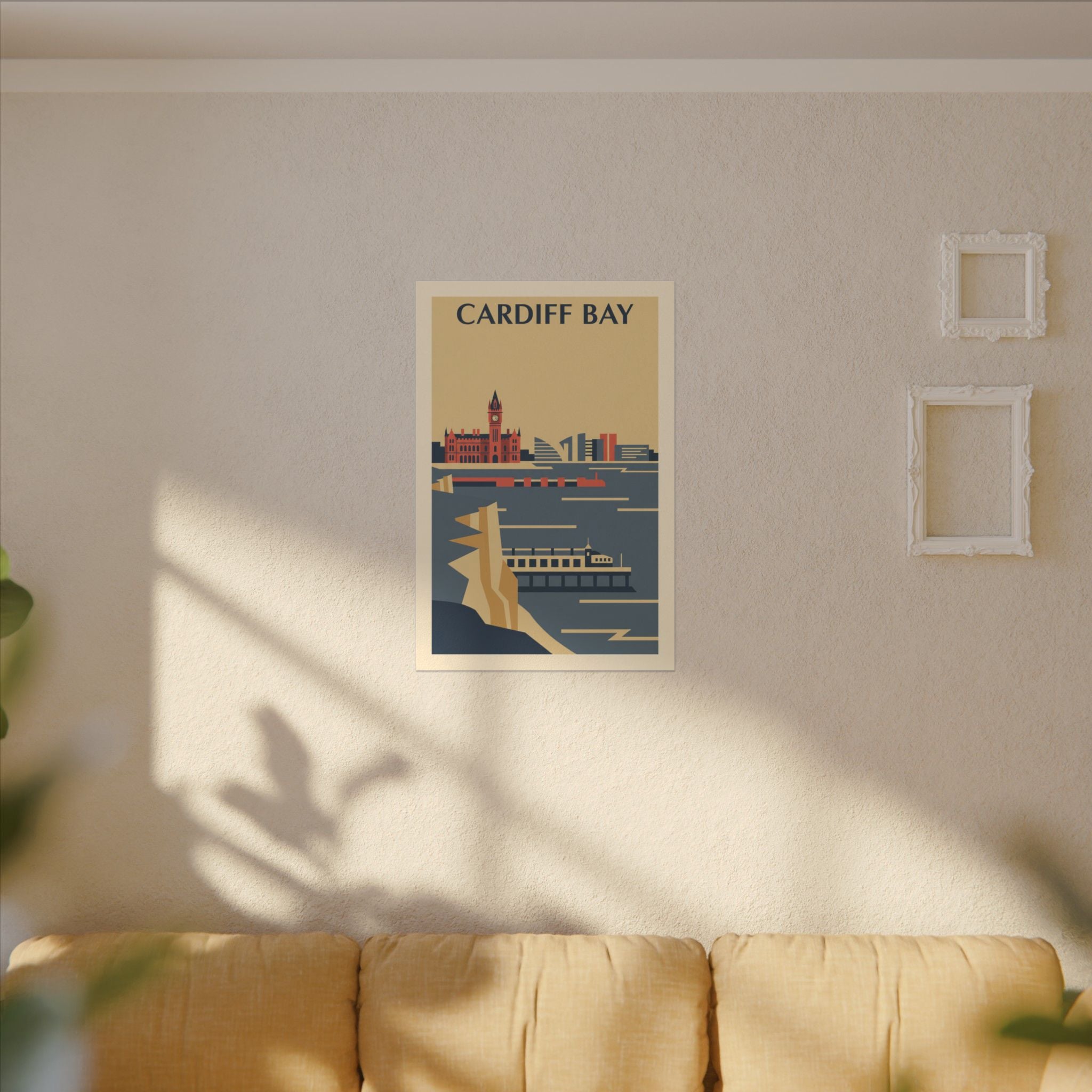 Cardiff Bay view from Penarth Retro Travel Poster Canvas