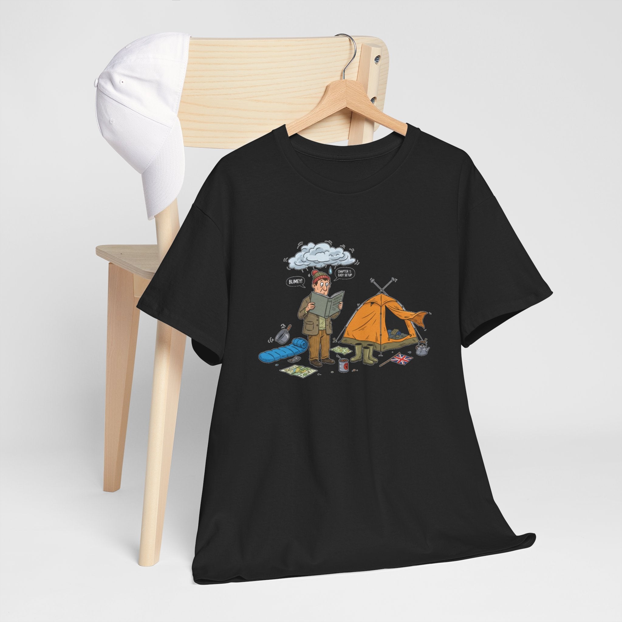 Retro Mountain Camping Graphic T-Shirt — Vintage Campfire Adventure Tee