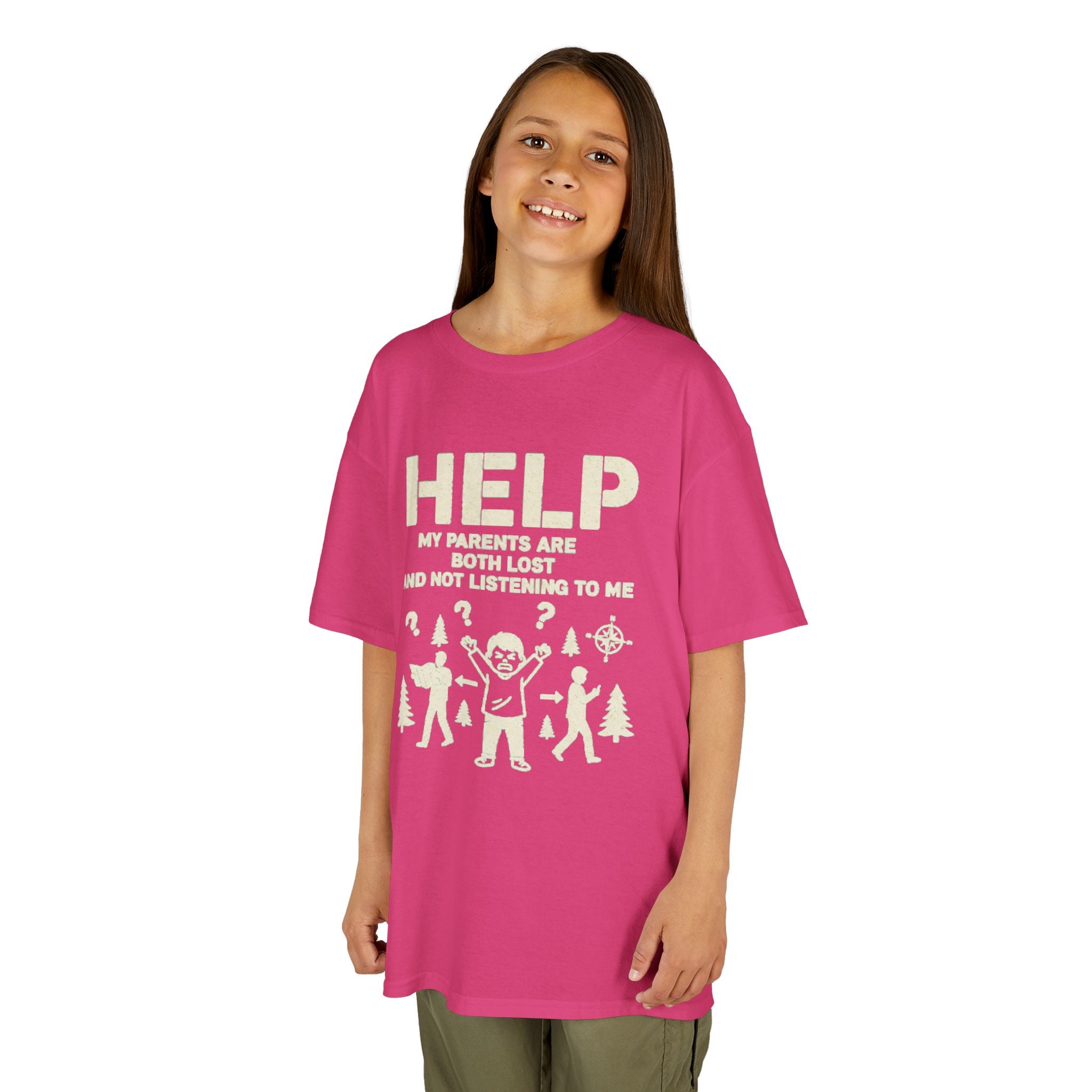 Kids T‑Shirt — "HELP My Parents Are Both Lost And Not Listening To Me" Funny Holiday Graphic