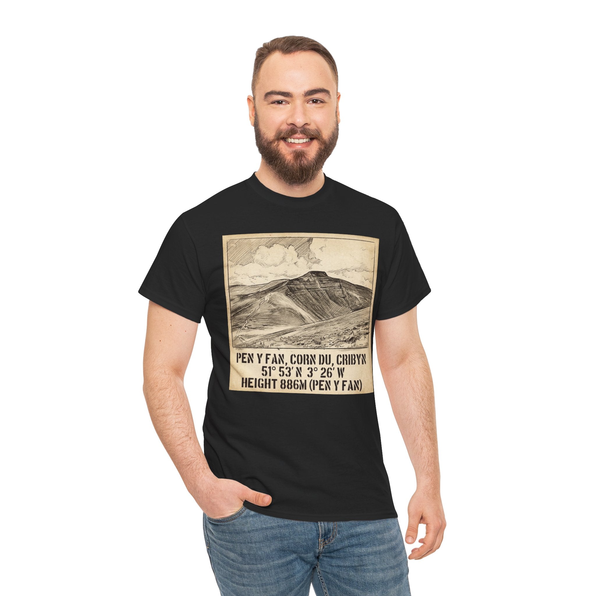 Pen y Fan Summit Coordinates T-Shirt — Vintage Mountain Peak Tee
