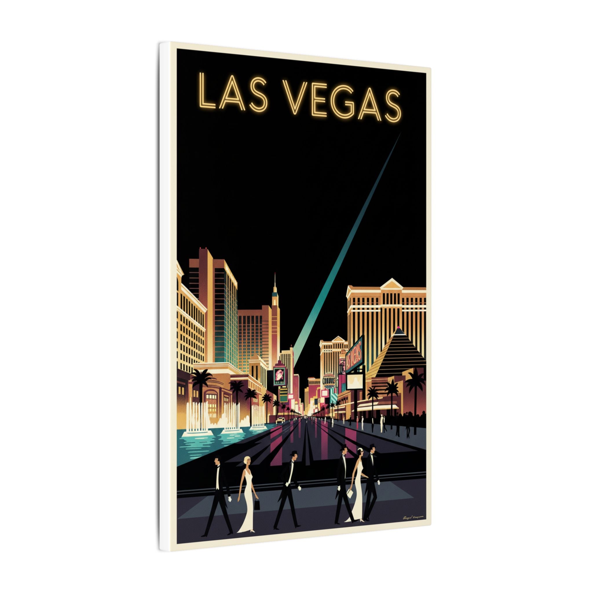 Las Vegas Retro Travel Canvas Print Vintage Night Strip Wall Art