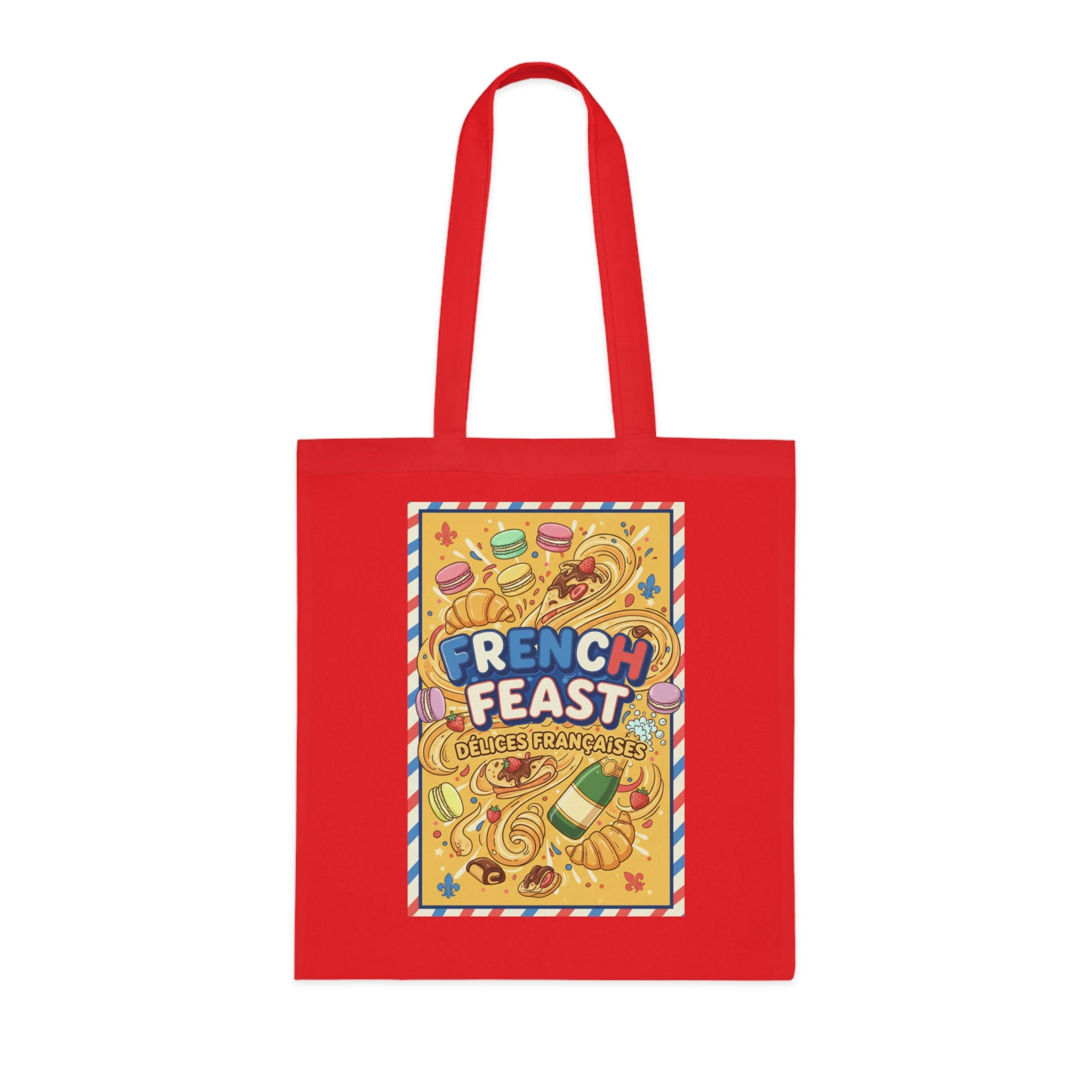 French Feast Tote Bag — Illustrated Pastries & Food Market Cotton Tote