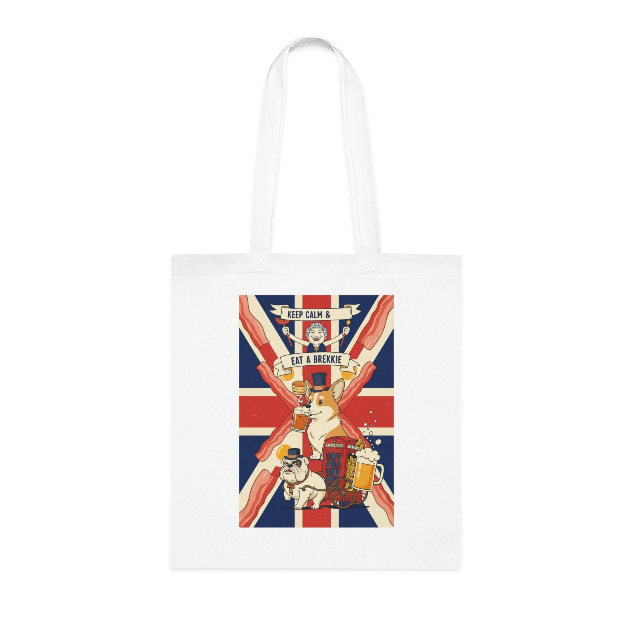 Keep Calm and Eat a Scone Cotton Tote — British Flag Bakery Illustration Grocery Bag