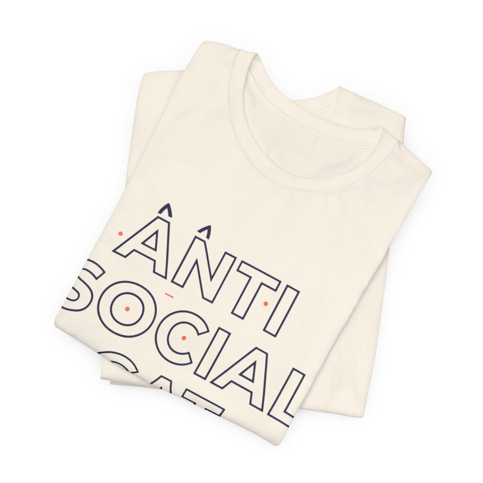 Outline 'ANTI SOCIAL CAT CLUB' Typography Tee | hollow font, minimalist outline text shirt