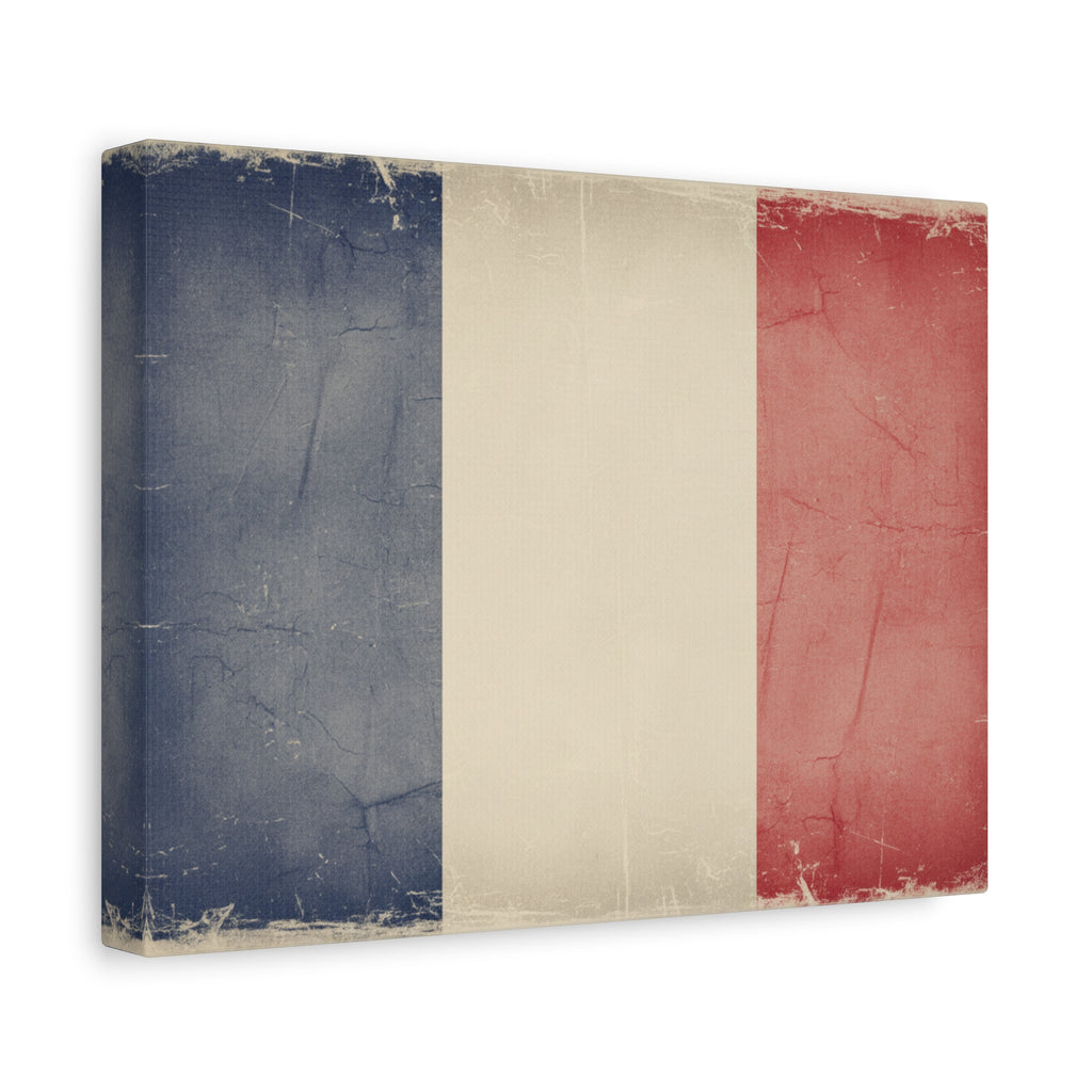 French Flag Vintage Canvas Print — Matte Stretched Wall Art