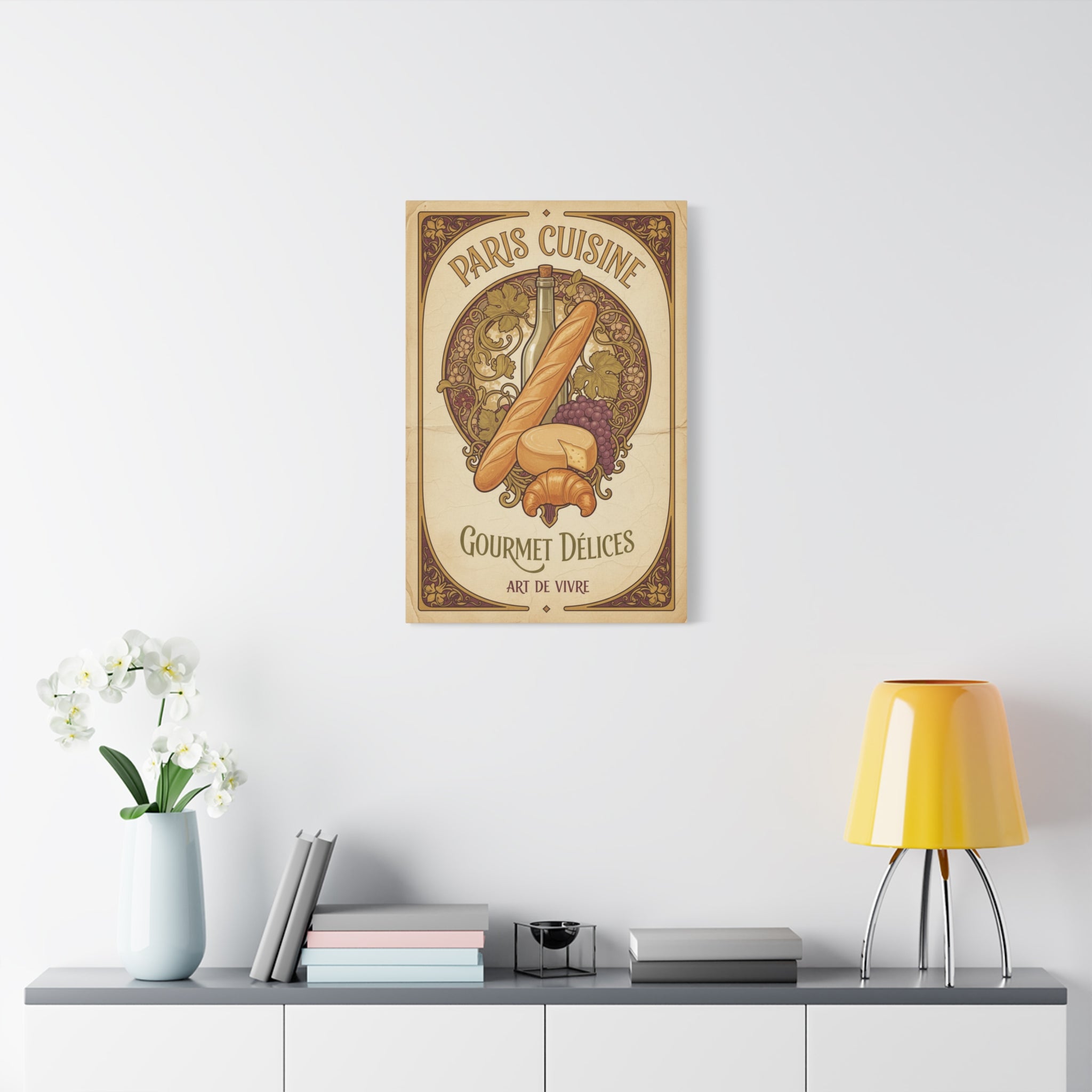 Paris Cuisine Matte Canvas Print - 'Gourmet Délices' Vintage French Kitchen Wall Art