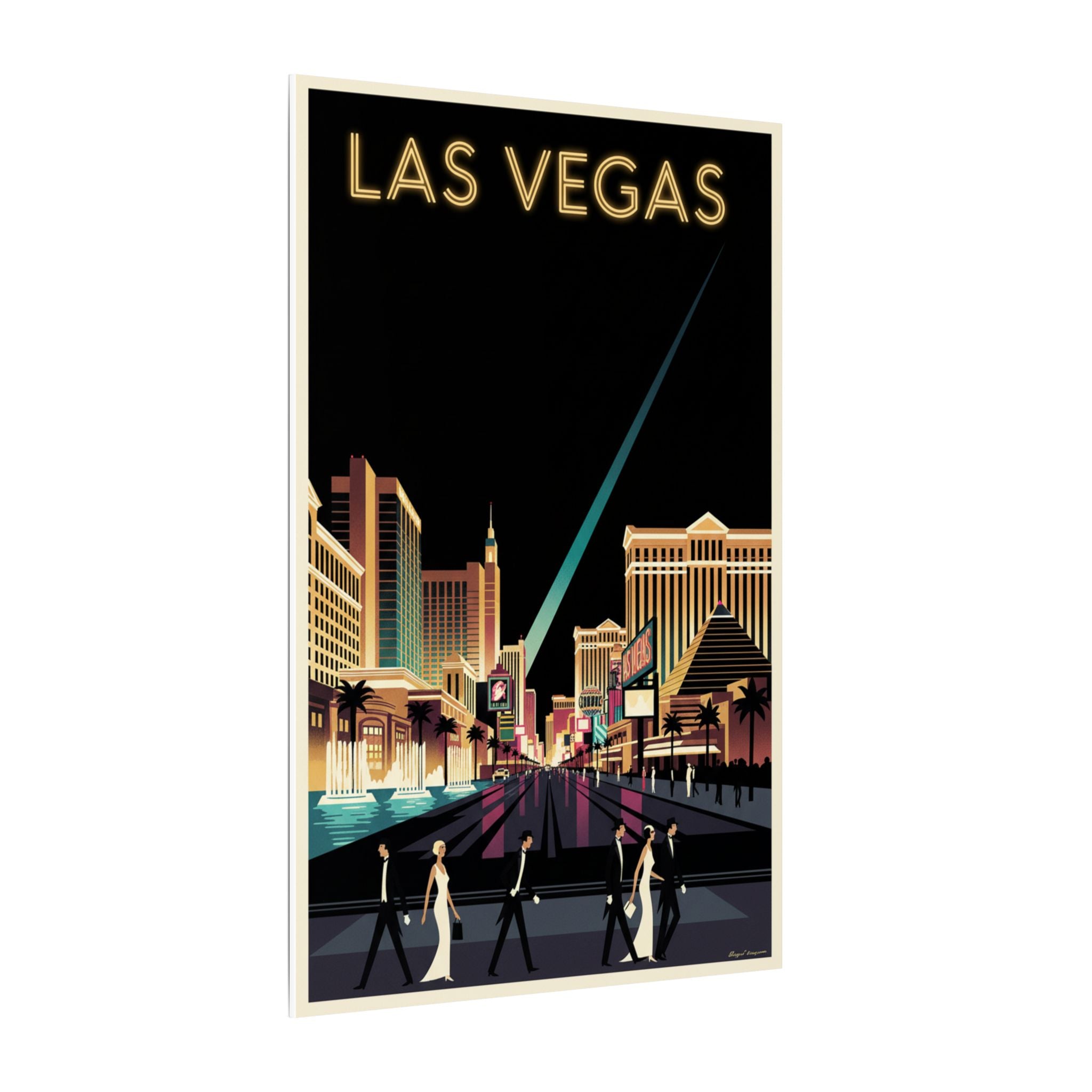 Las Vegas Retro Travel Canvas Print Vintage Night Strip Wall Art