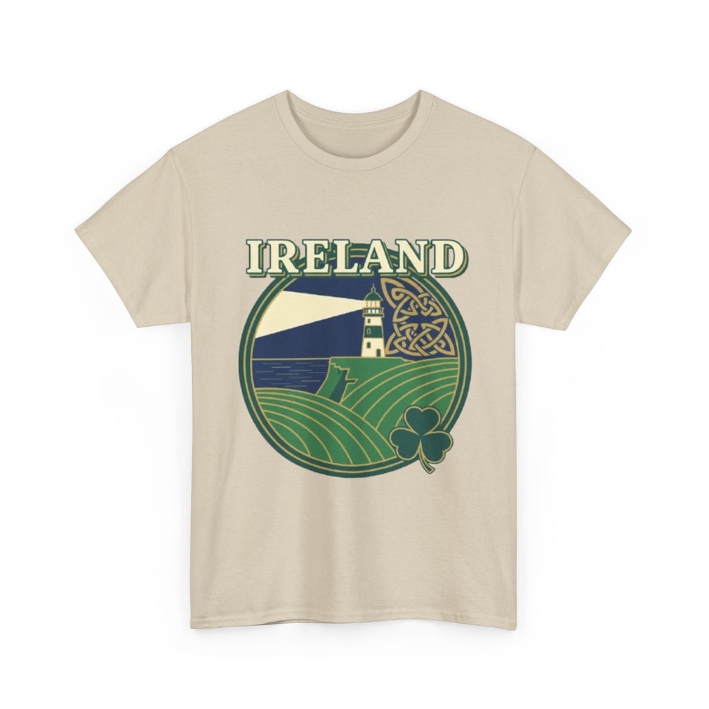 Ireland Scenic Tee — Celtic Lighthouse & Shamrock Graphic T-Shirt