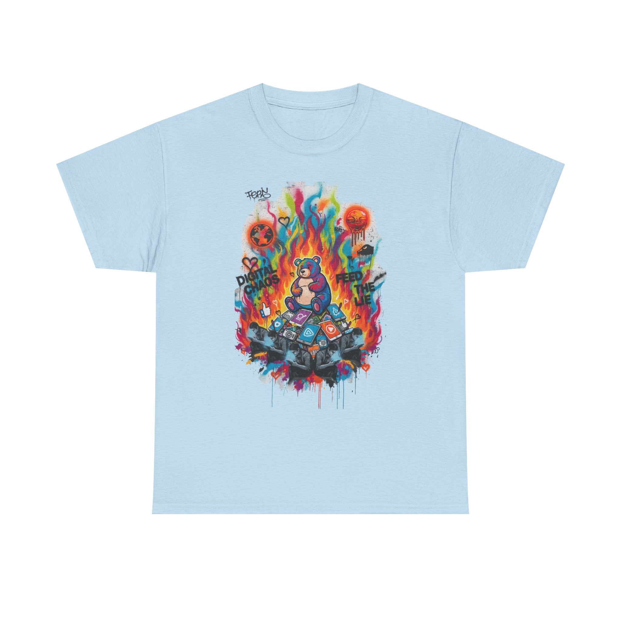 Colourful Cat Bonfire Graphic Tee