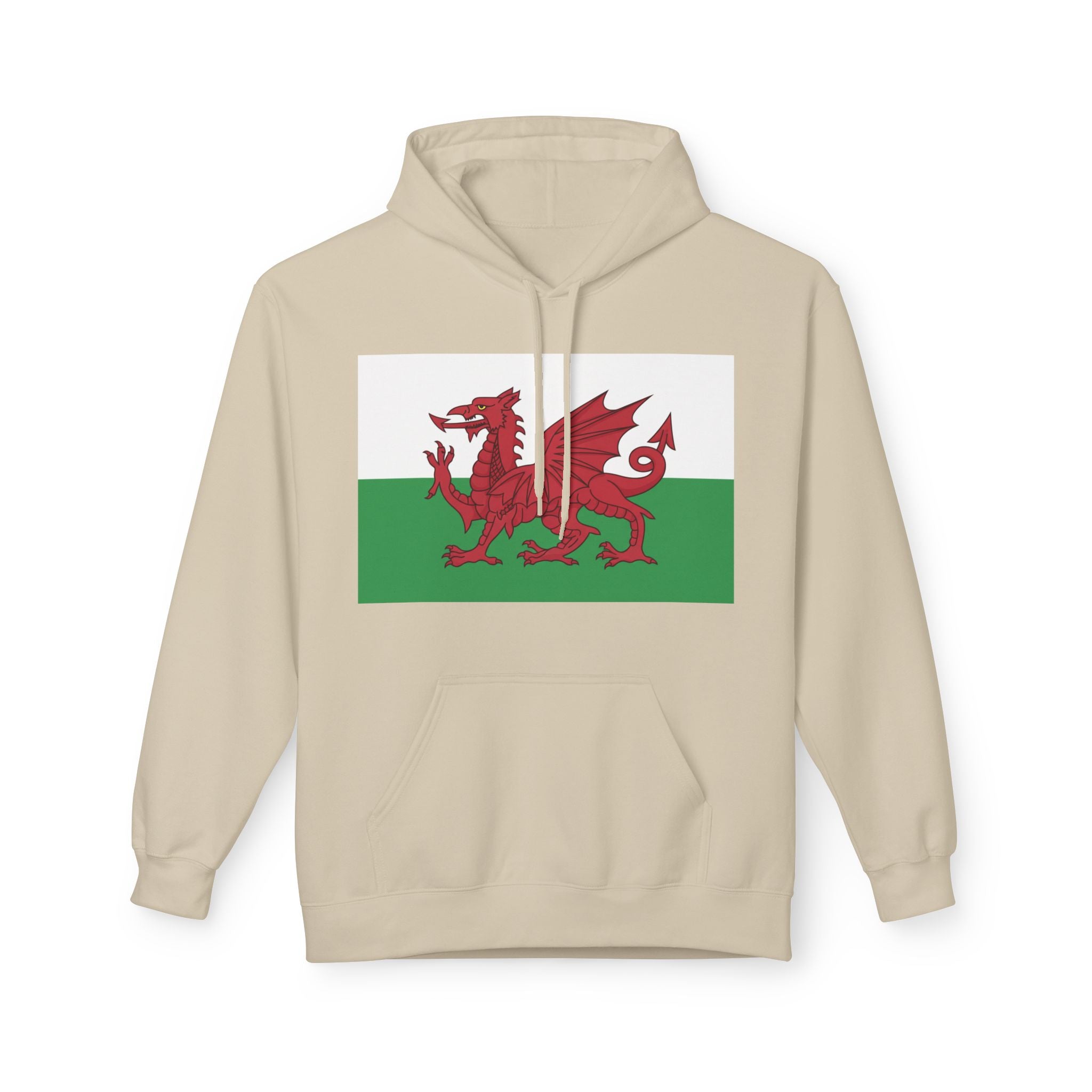 Welsh Dragon Hoodie — Retro Flag Front & Cute Red Dragon Back