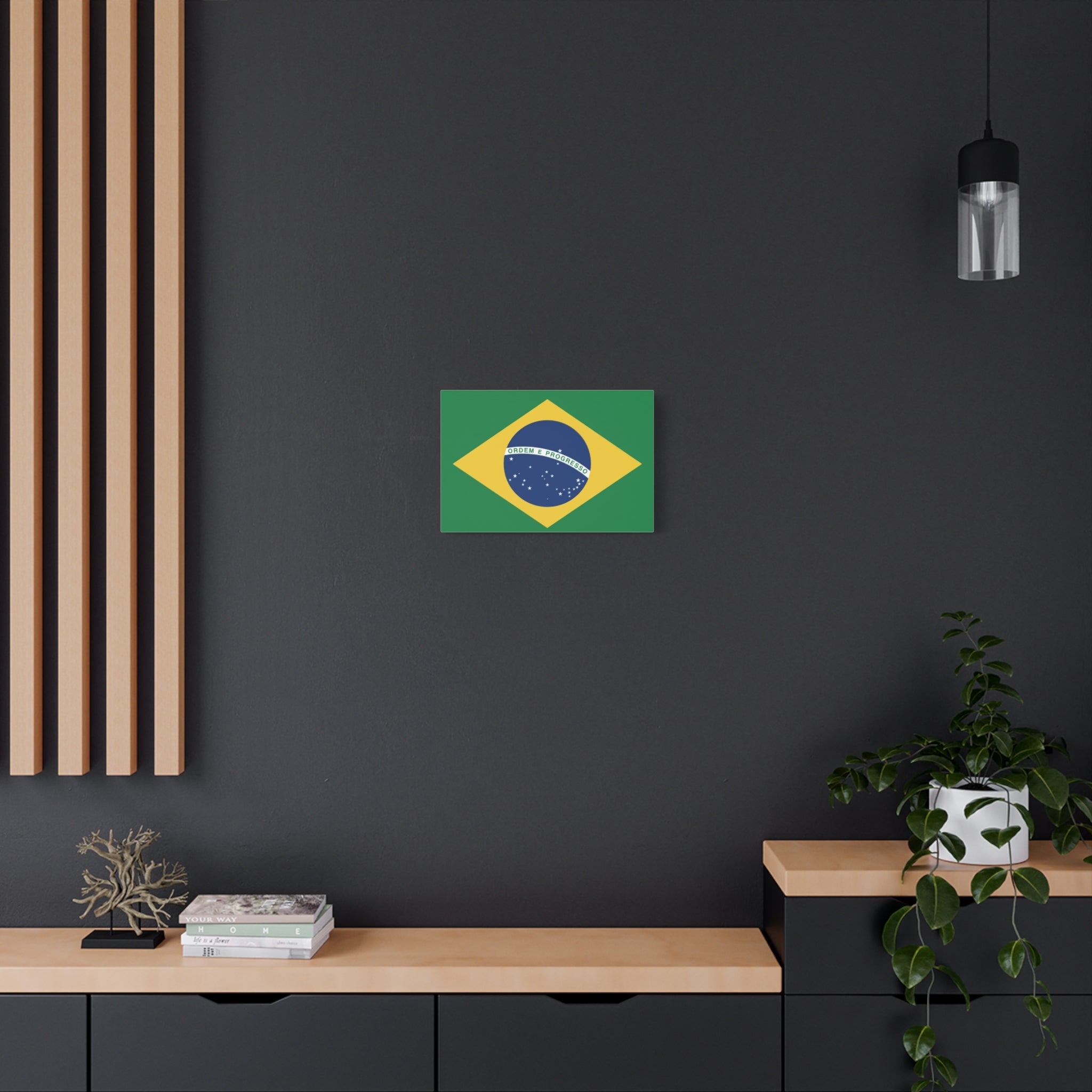 Brazil Flag Canvas Print — Matte Stretched Wall Art ("Ordem e Progresso")